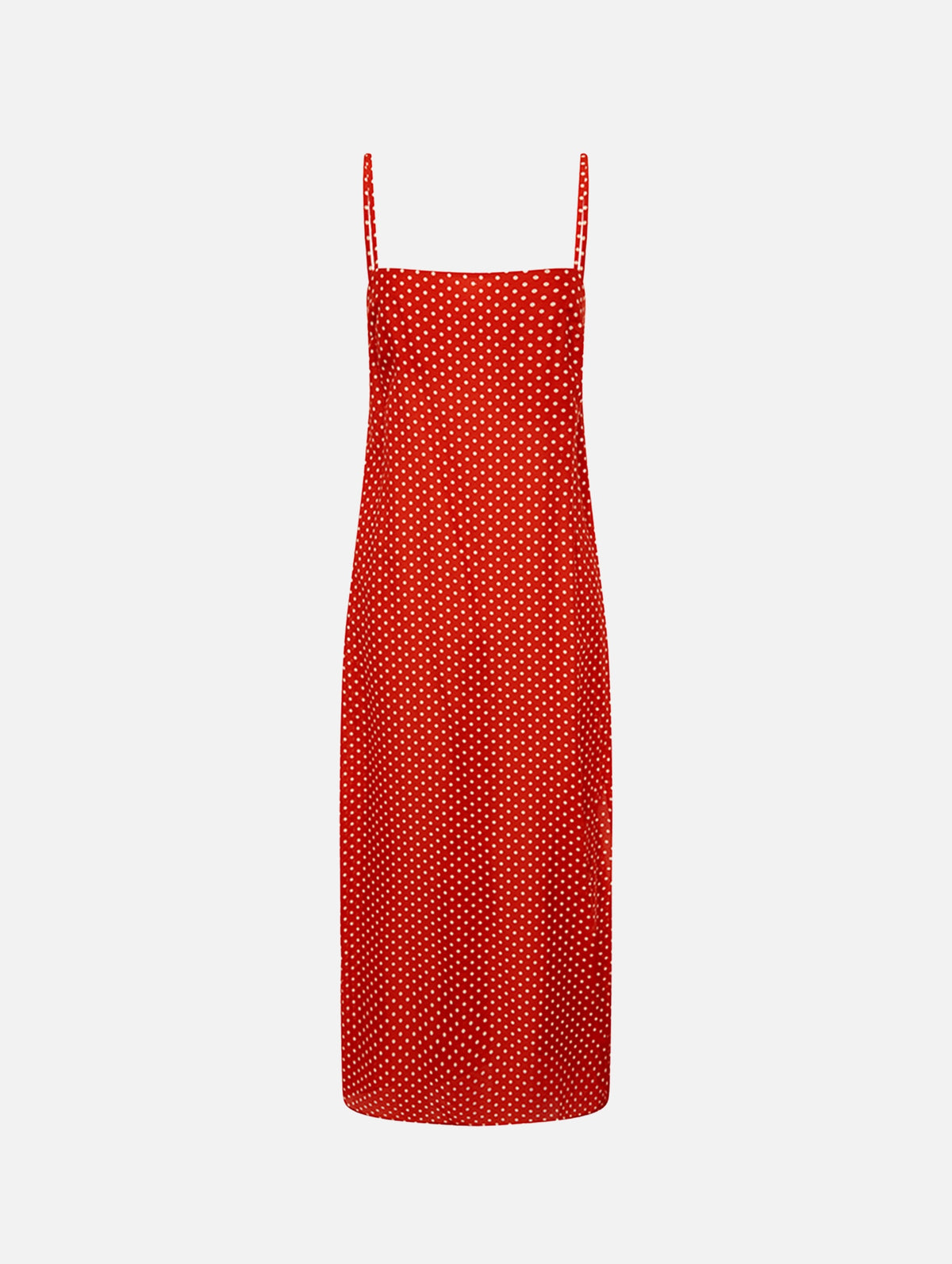 Square Shift Midi Dress in Polka Dot Tomato