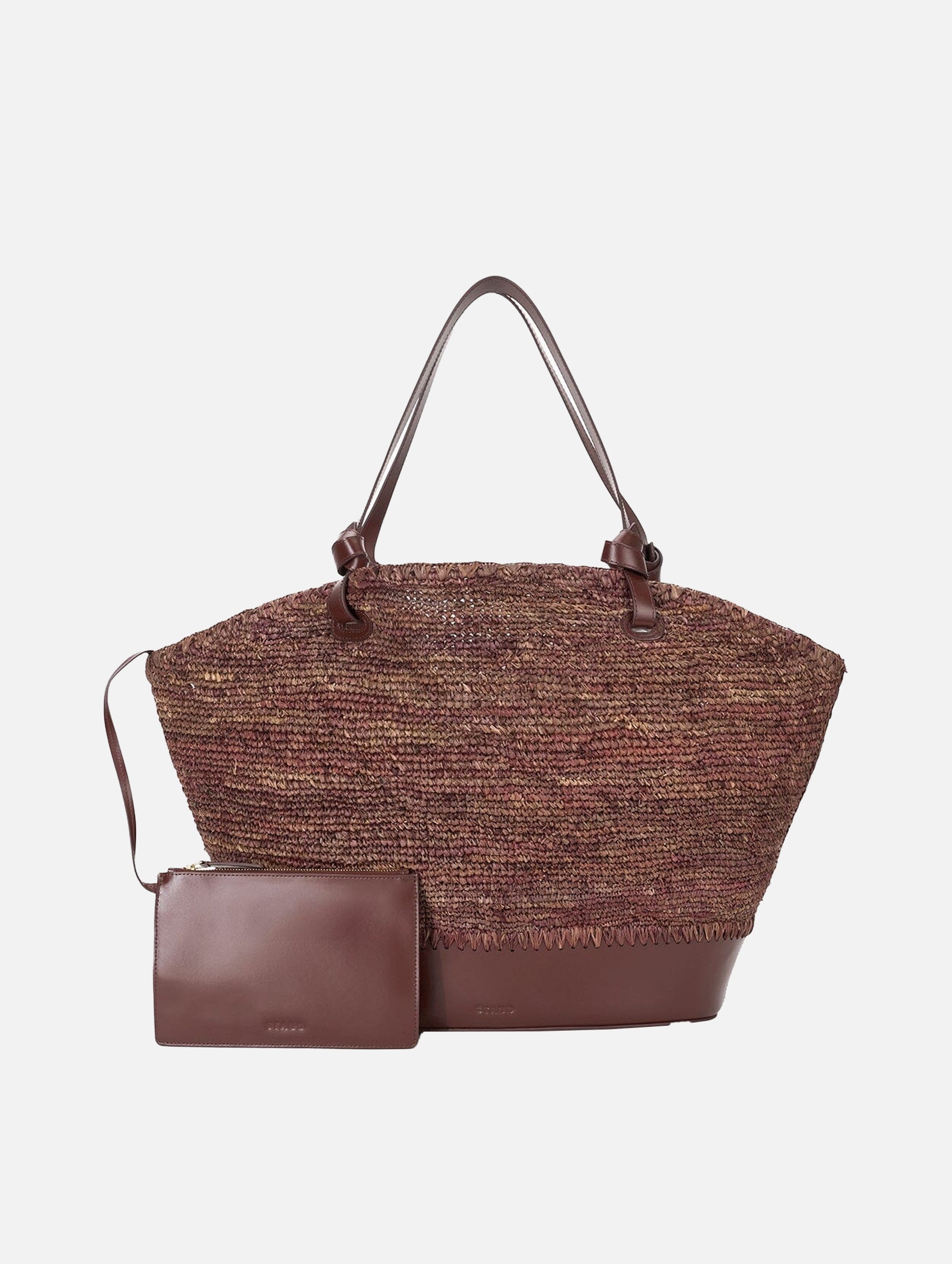 Squillo Raffia Tote in Mahogany