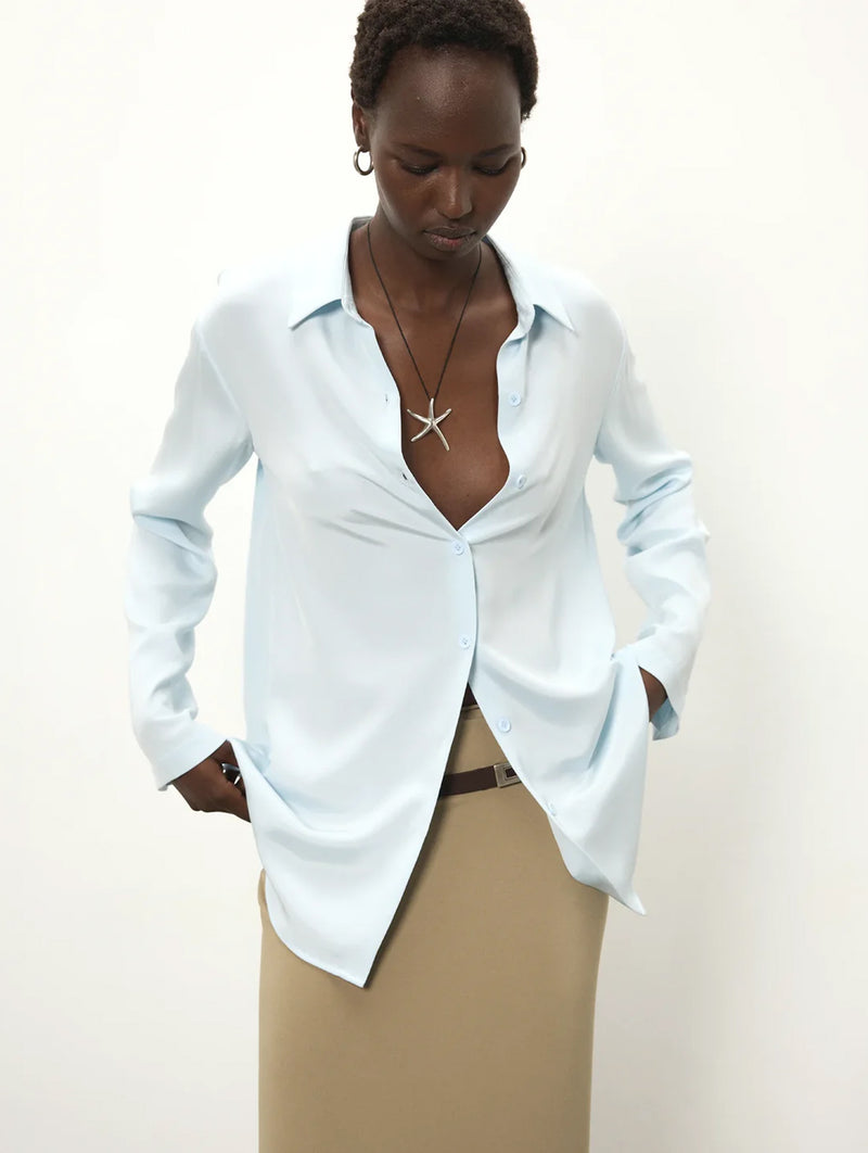 Staple Silk Shirt in Ice Blue