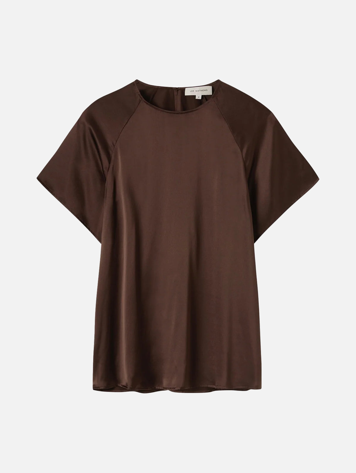 Stella Silk Satin Raglan Tee in Fudge