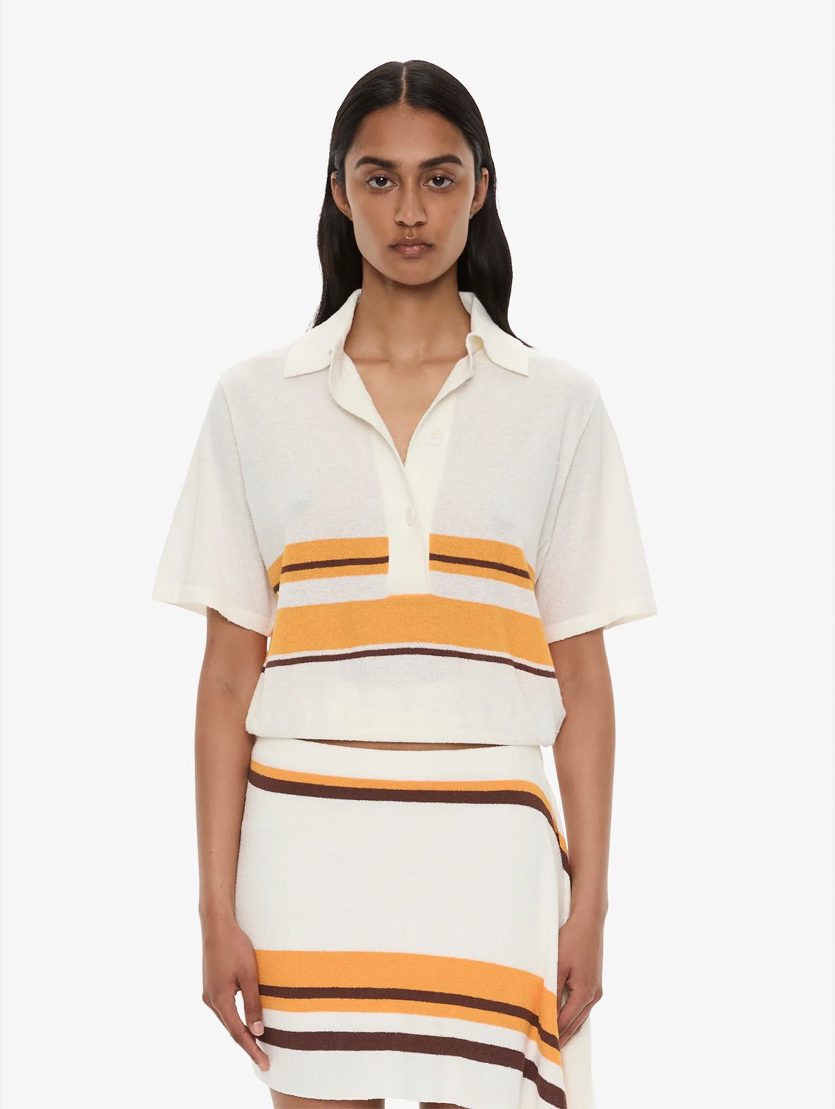 Stripe Knit Clean Polo in Solaris Stripe