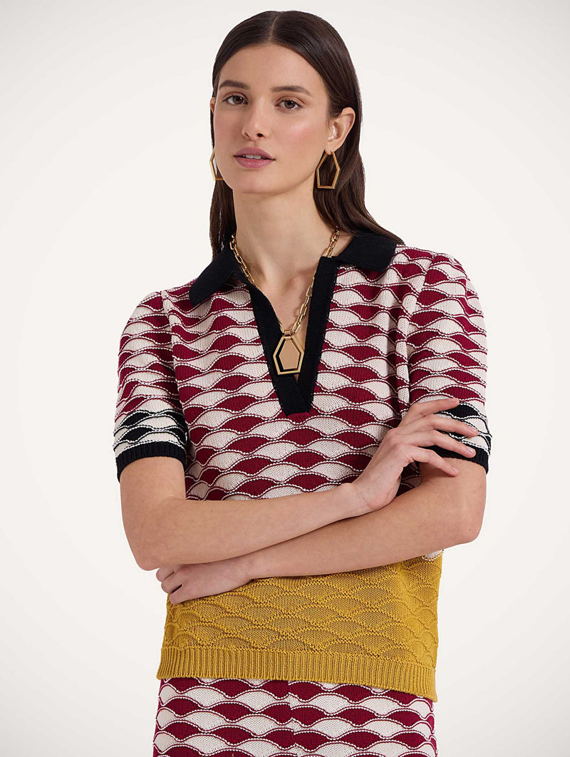 Sunset Polo in Red, Yellow & White