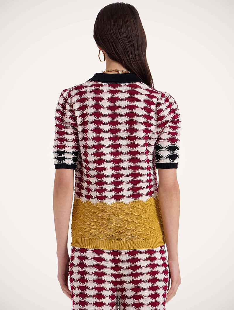 Sunset Polo in Red, Yellow & White