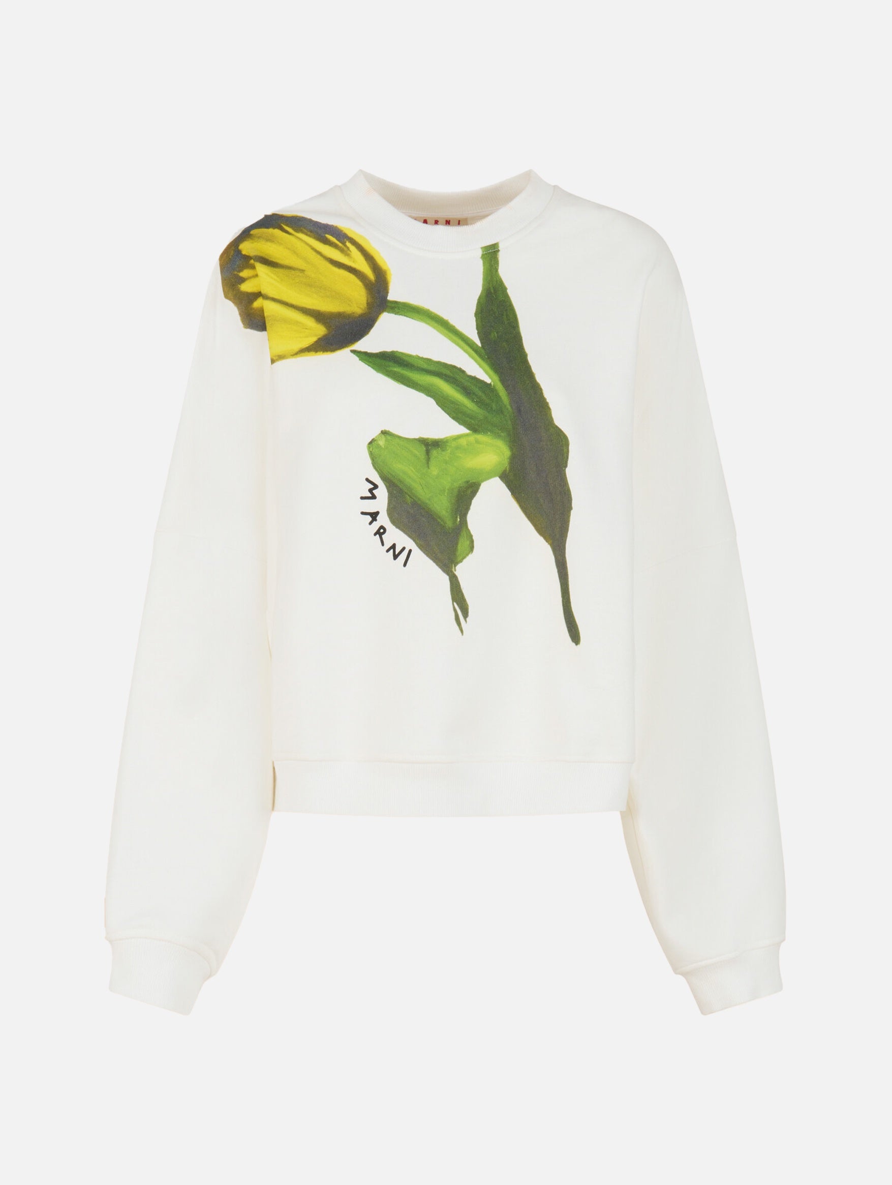 Sweatshirt With Tulip Print in White