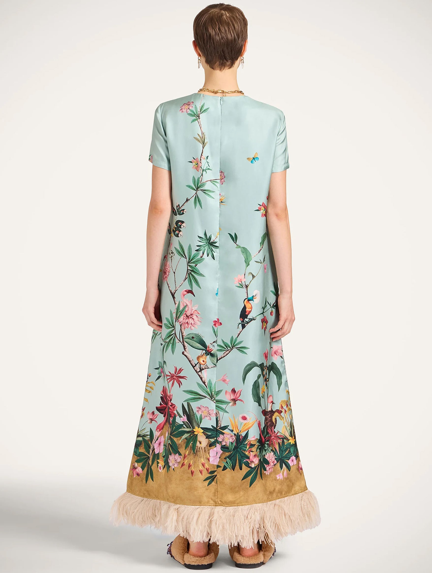 Swing Dress with Feathers in Zooflora