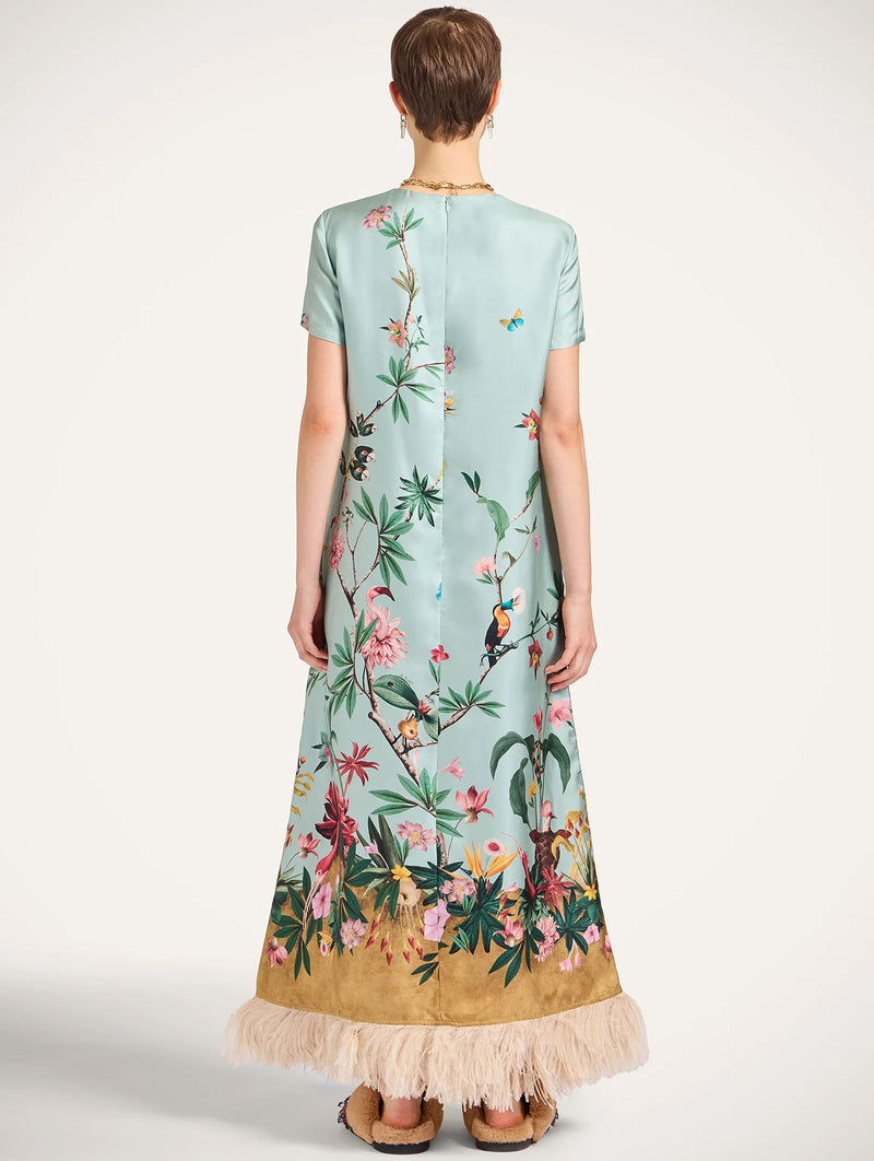 Swing Dress with Feathers in Zooflora
