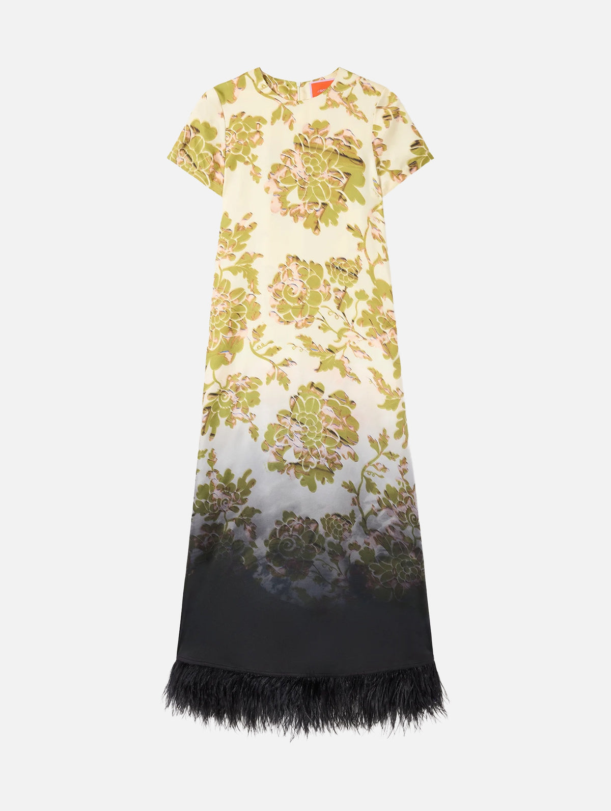Swing Dress with Feathers in Oasis Ombré Placée Green & Black