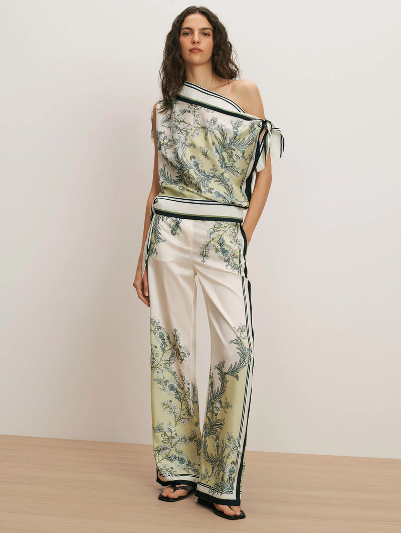 Tari One-Shoulder Blouse in Light Pistachio Multi