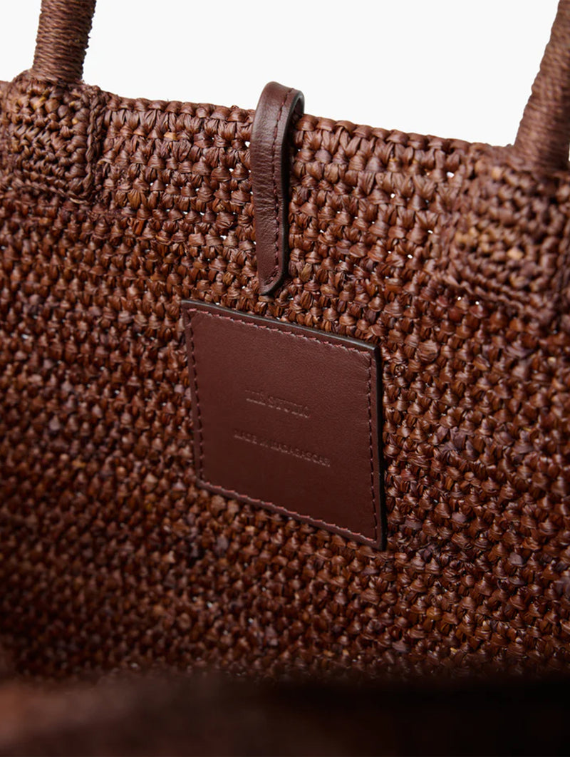 The Charlotte Raffia Bag Large in Chestnut Brown