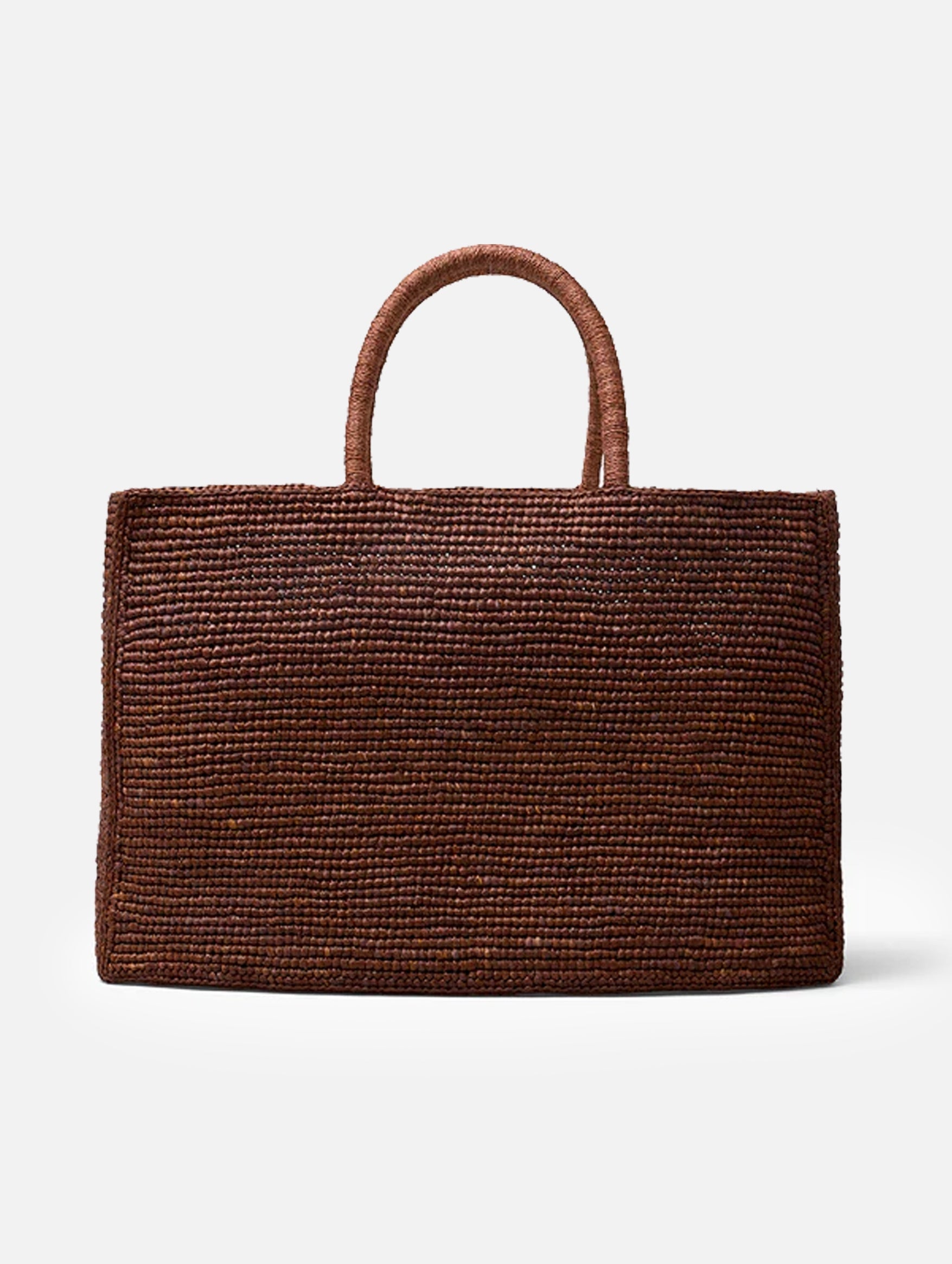 The Charlotte Raffia Bag Large in Chestnut Brown