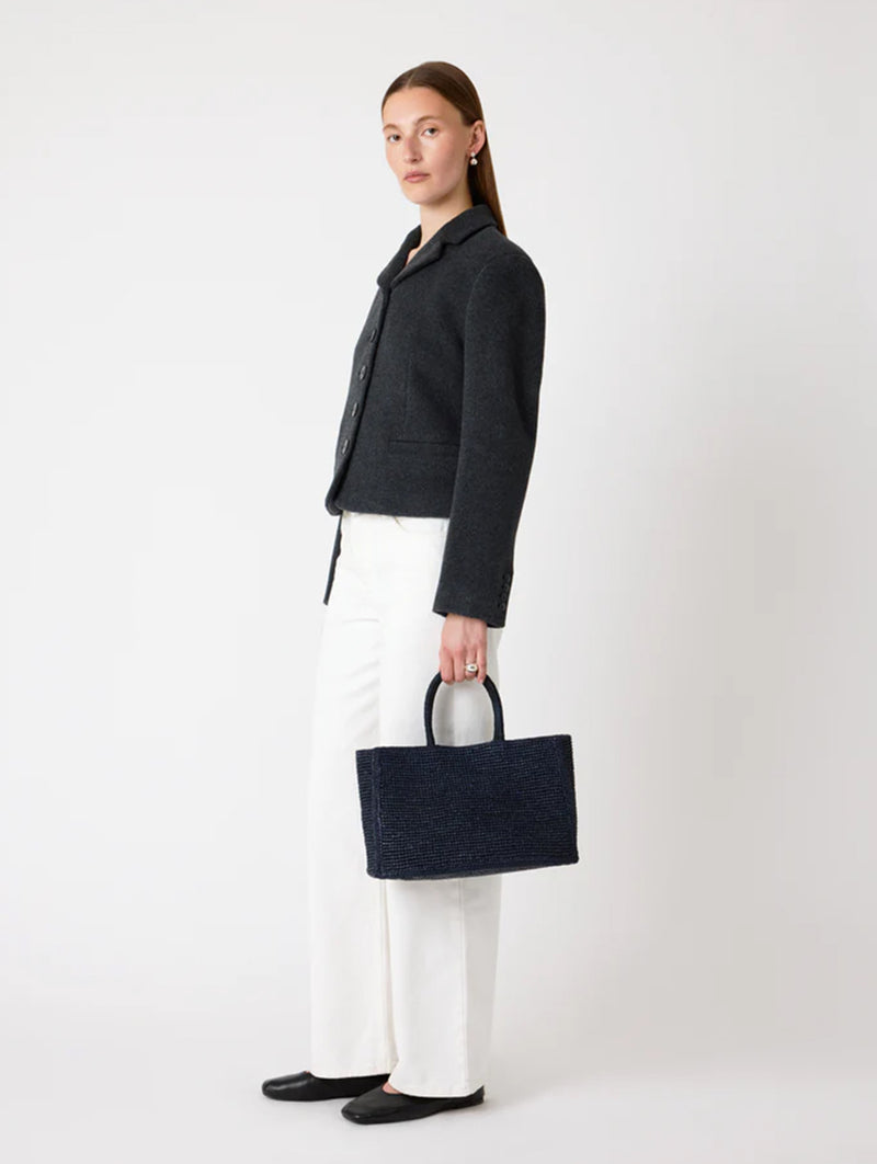 The Charlotte Raffia Bag Small in Navy