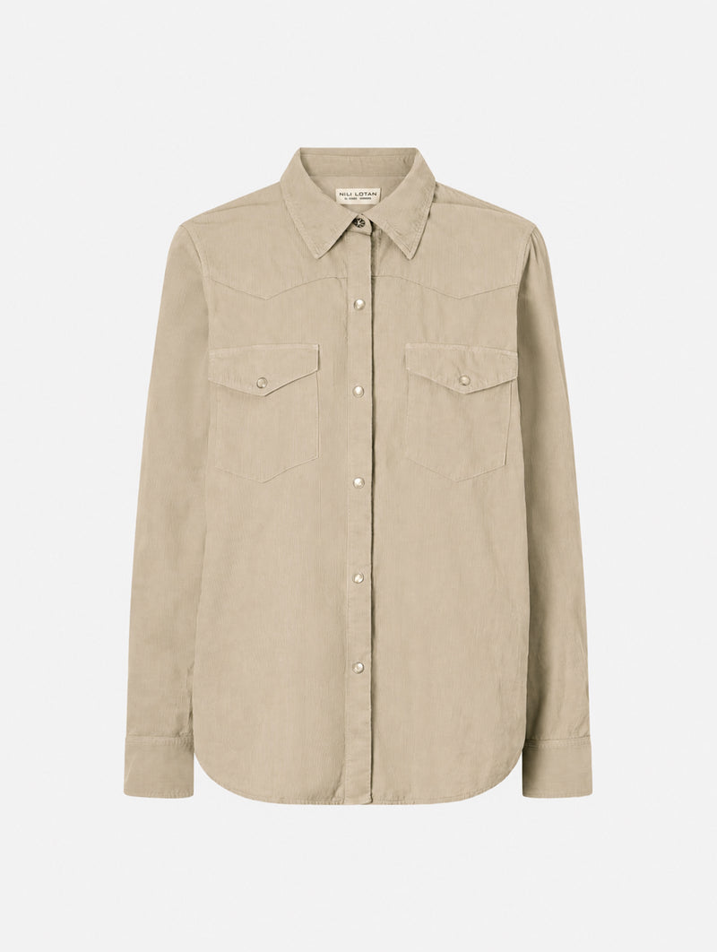 Travis Corduroy Shirt in Travertine