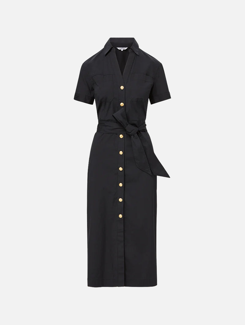 Tabby Midi Cotton Dress in Black