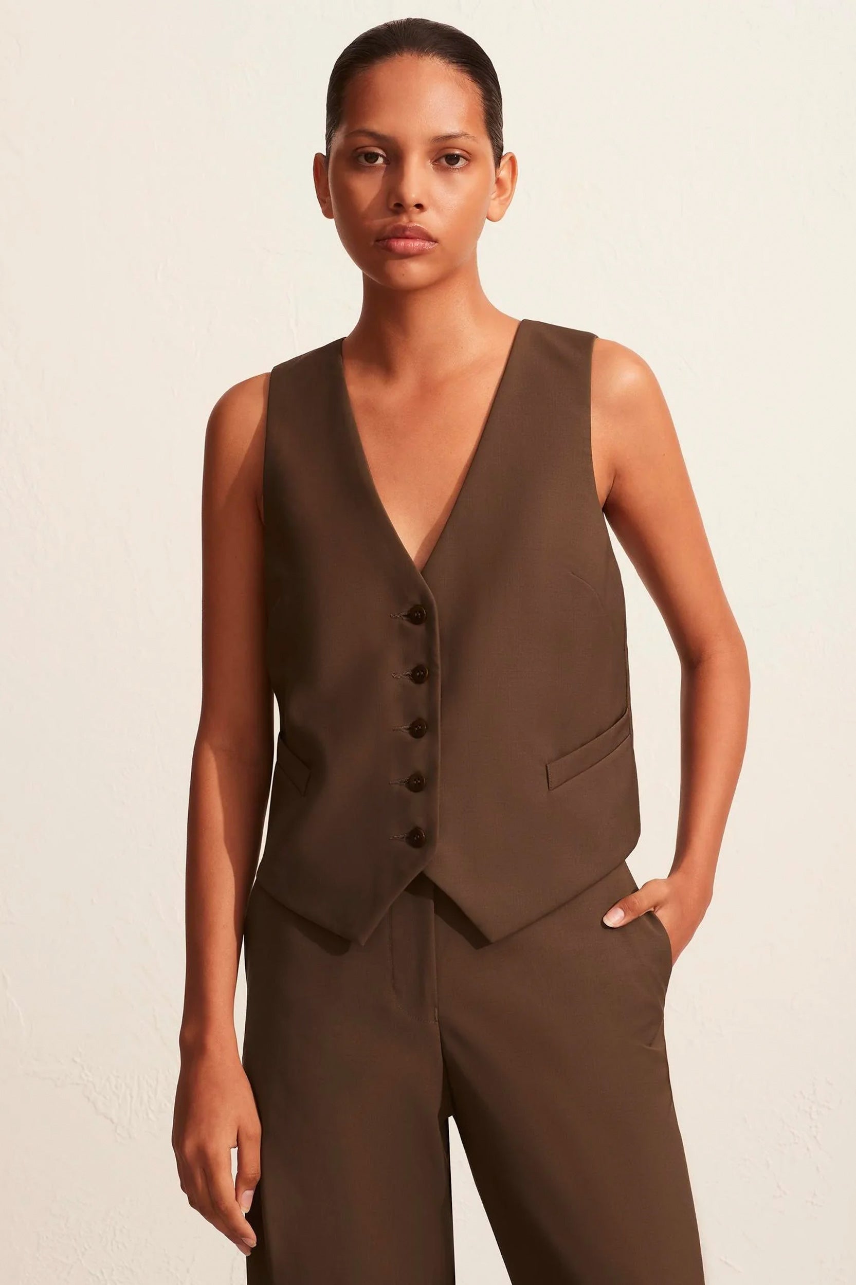 Tailored Waistcoat in Coffee