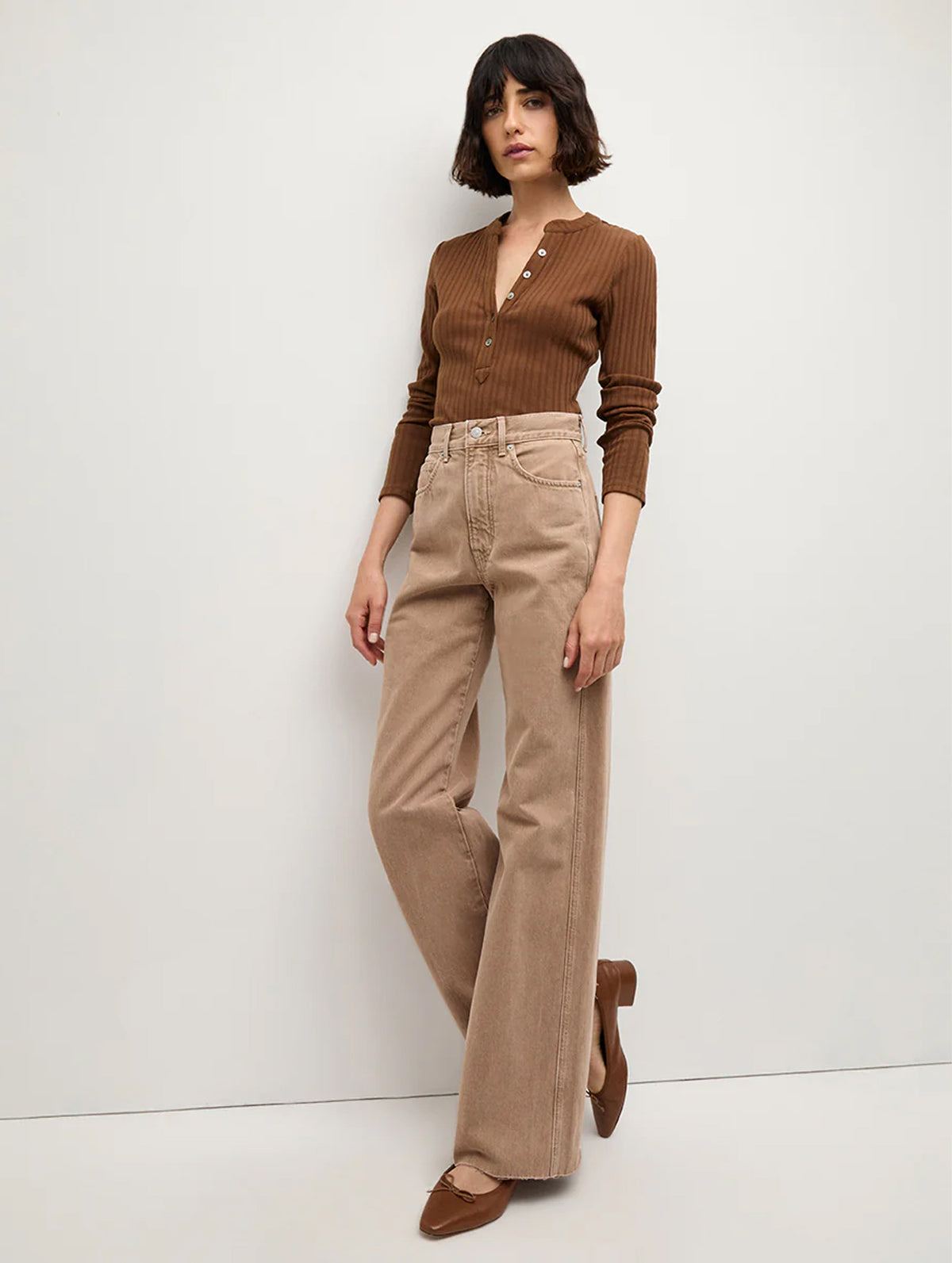 Taylor Wide Leg Jean in Tan Sierra