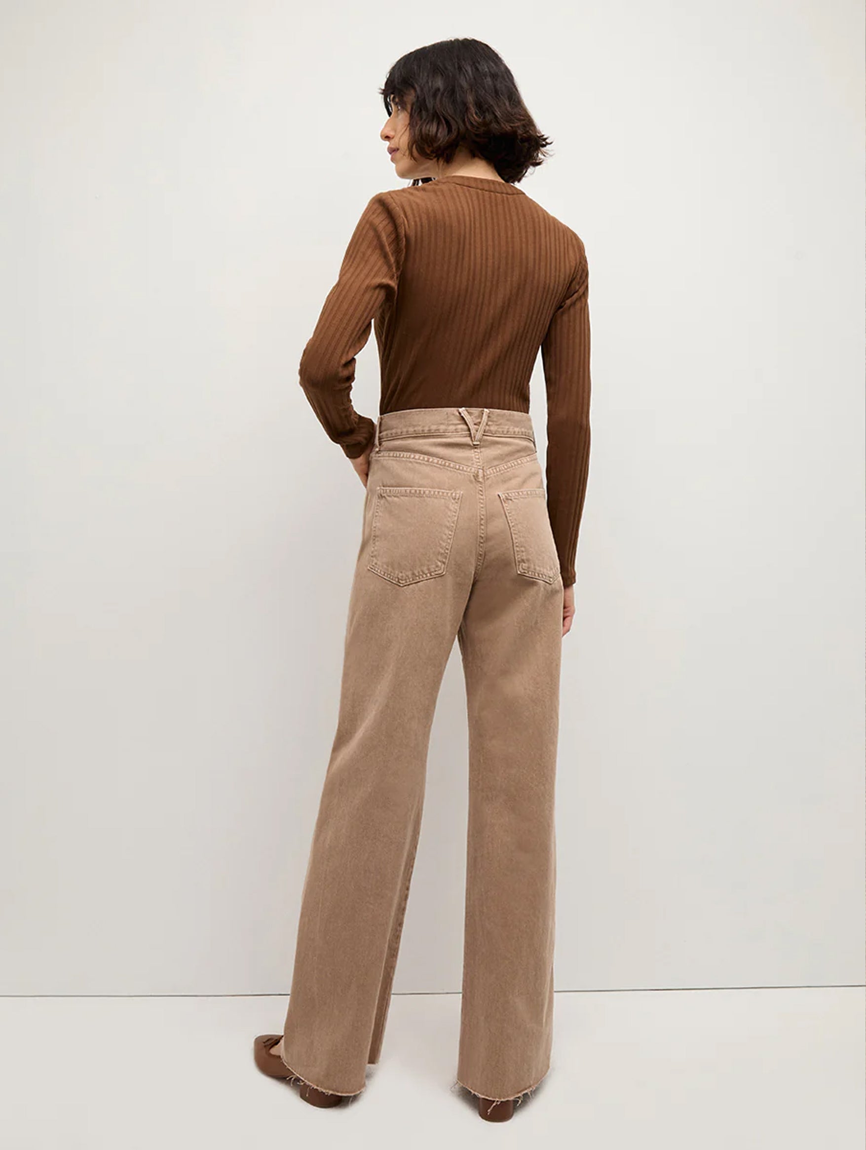 Taylor Wide Leg Jean in Tan Sierra