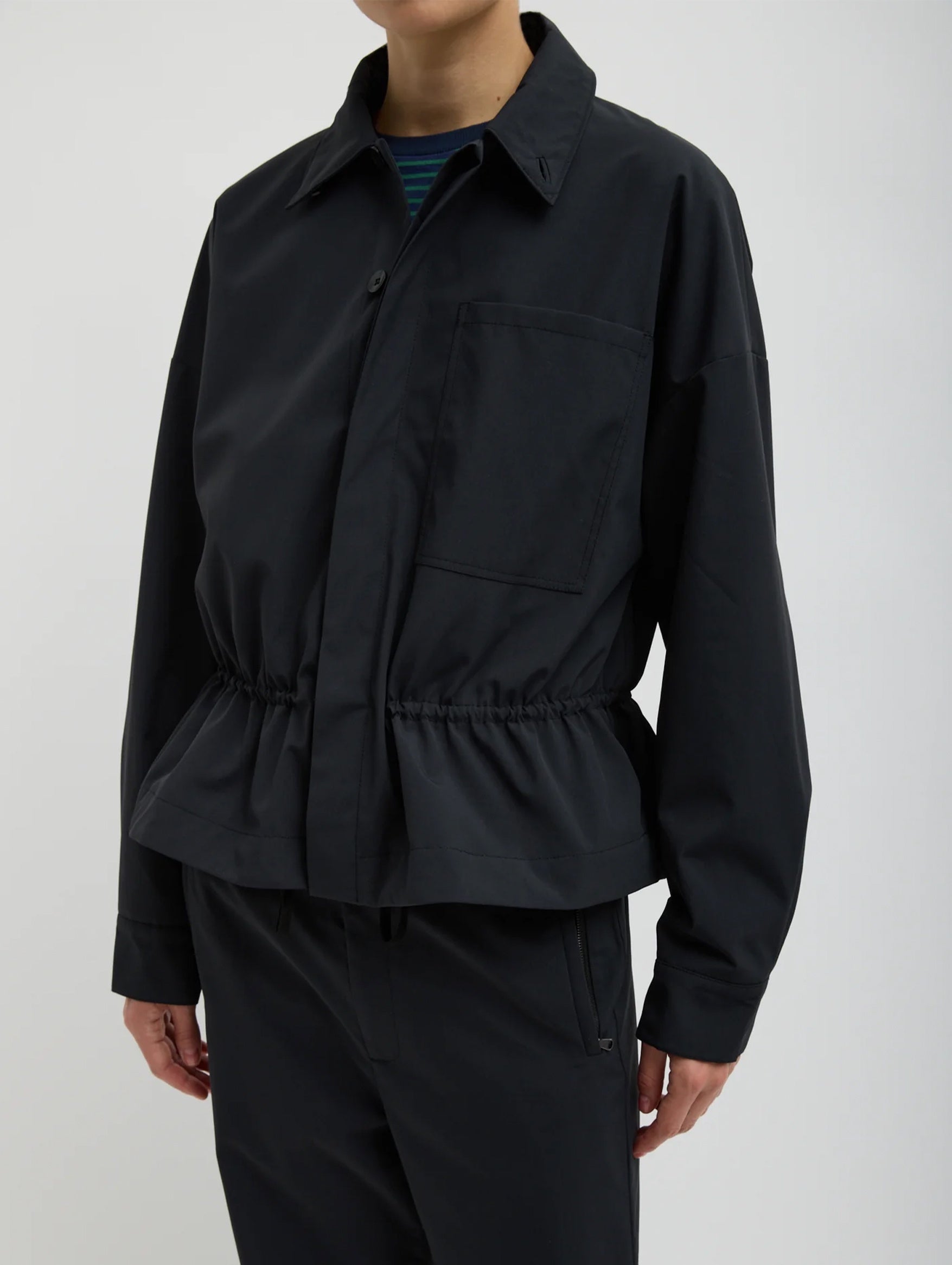 Tech Suiting Anorak Bomber in Black