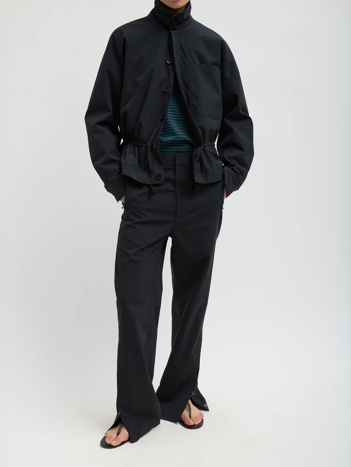 Tech Suiting Anorak Bomber in Black
