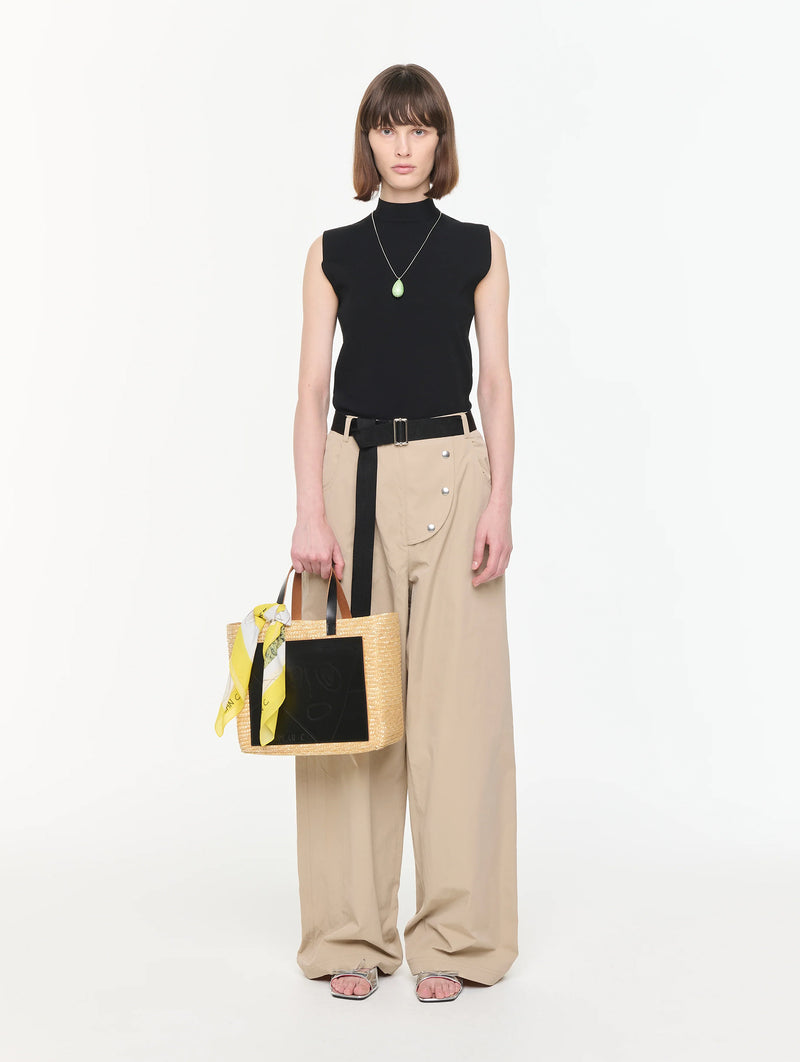 Technical Twill Belted Pants in Sand