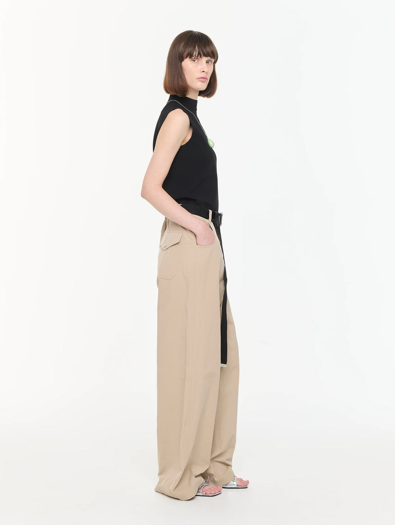 Technical Twill Belted Pants in Sand
