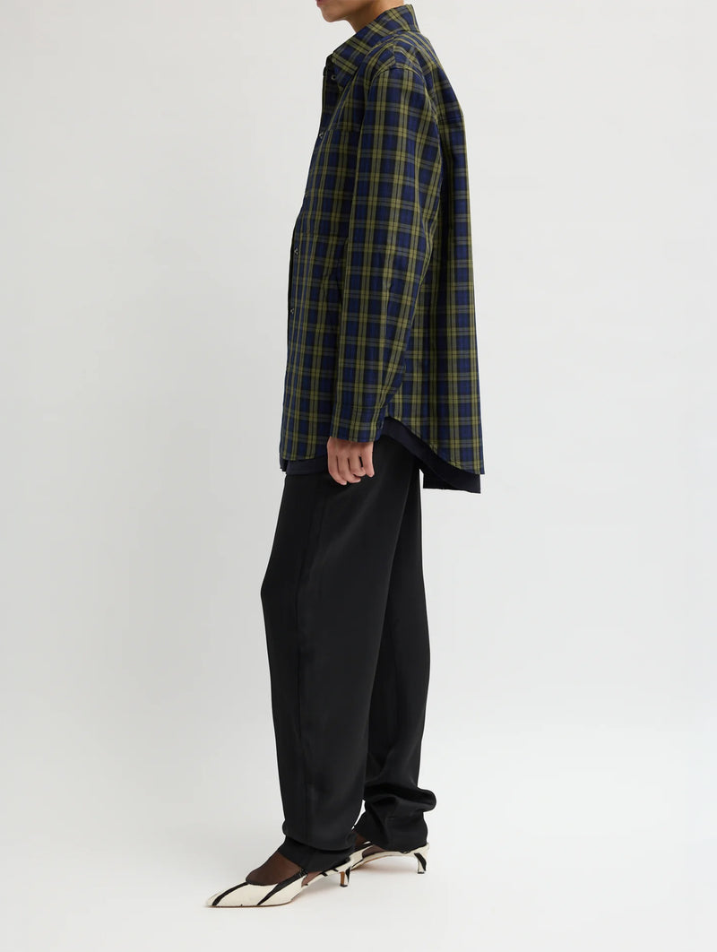 Techy Plaid Easy Shirt Jacket in Blue Multi