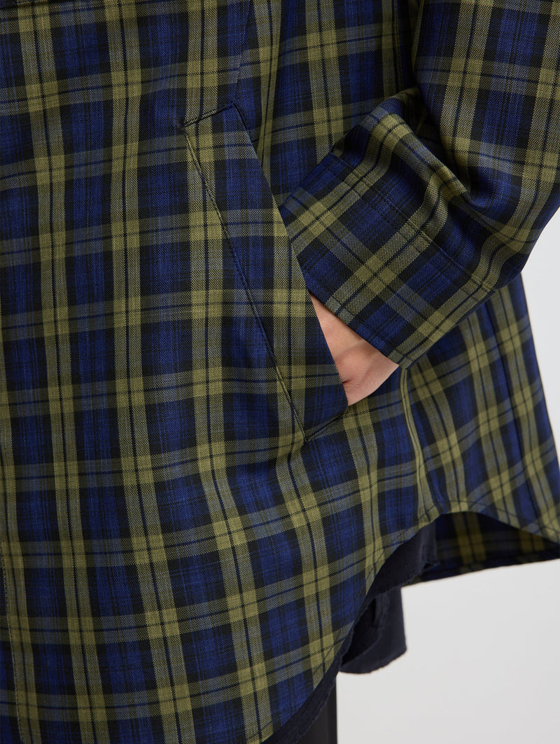 Techy Plaid Easy Shirt Jacket in Blue Multi