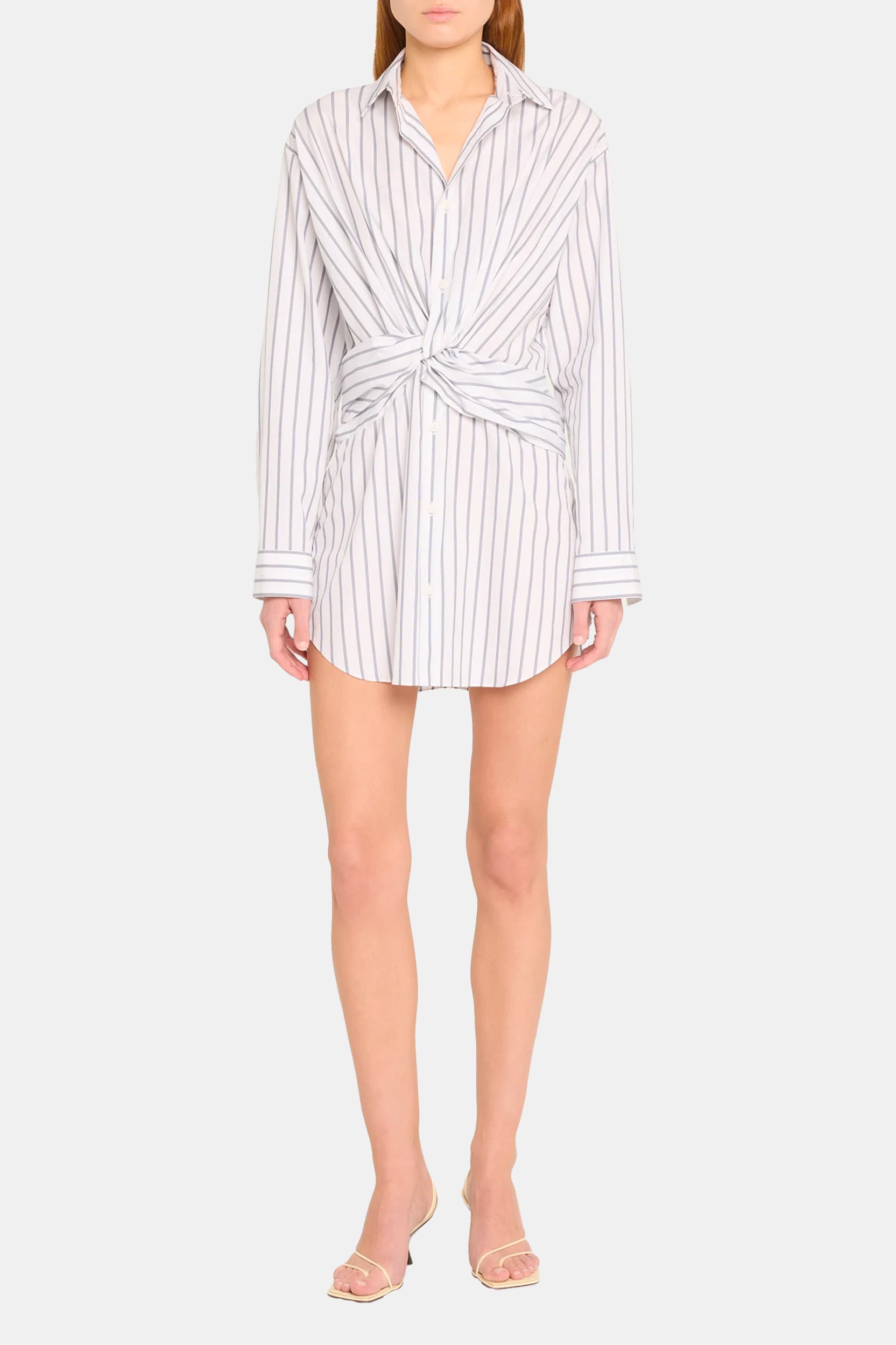 Tempest Twist Shirt Dress in Pinstripe Ink