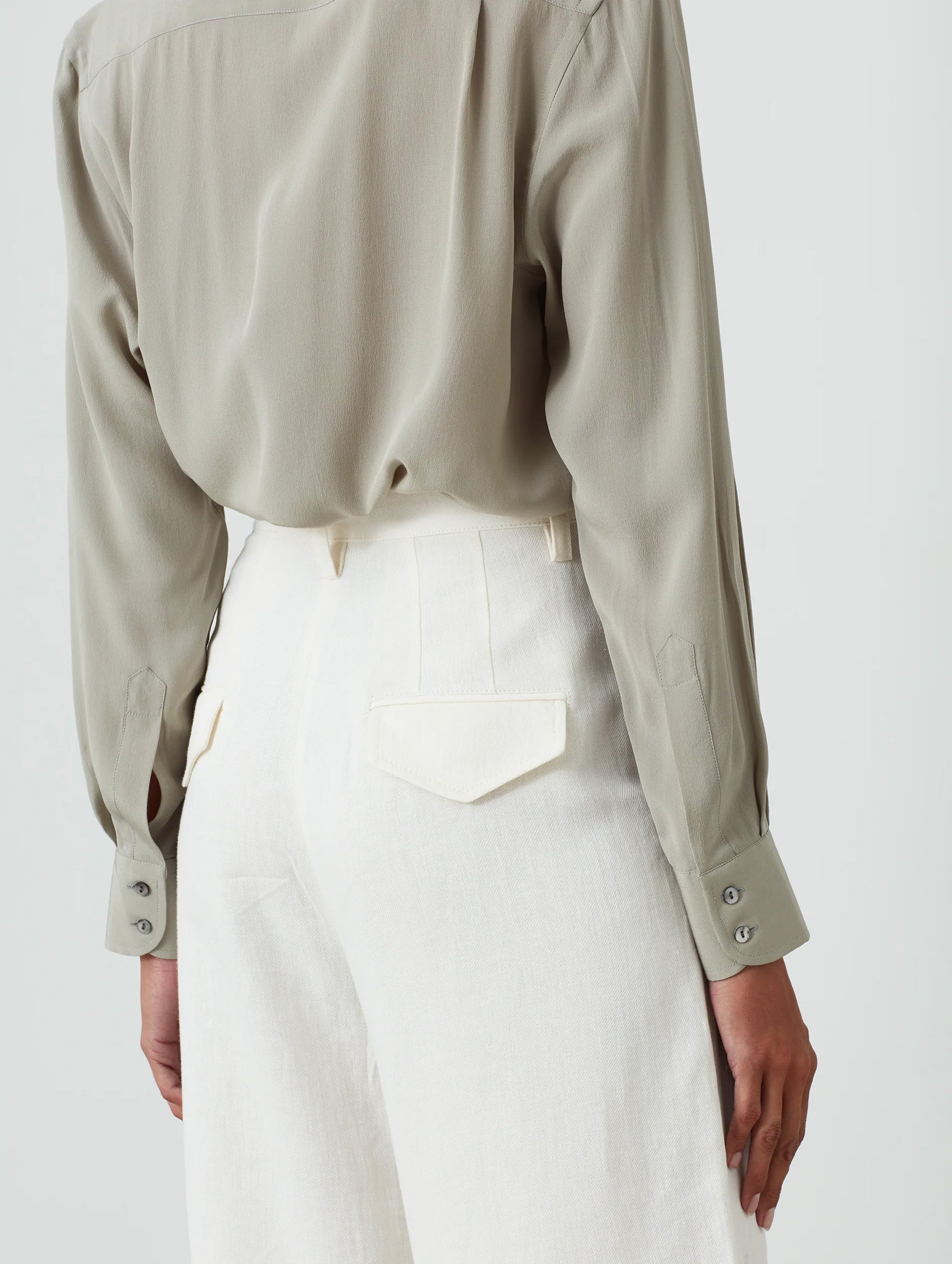 The Boyfriend Silk Shirt in Sage