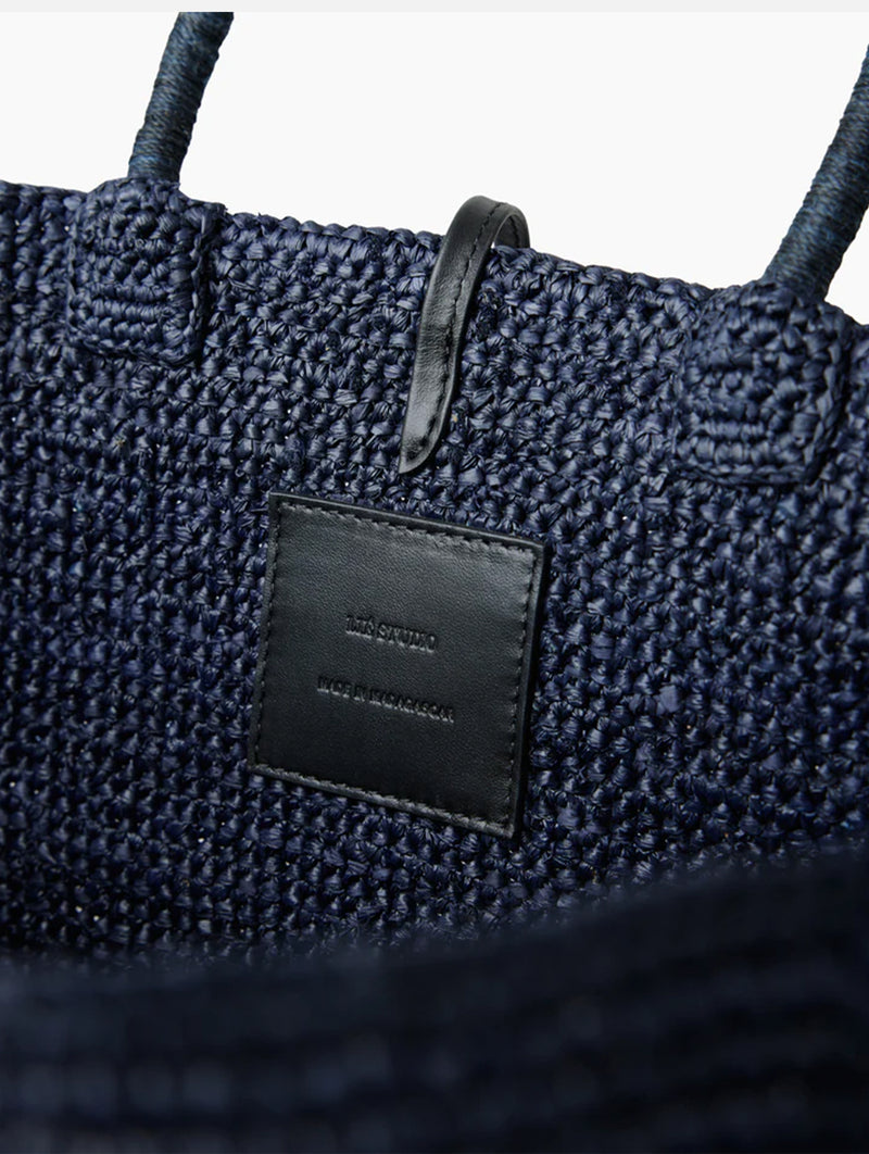 The Charlotte Raffia Bag Large in Navy