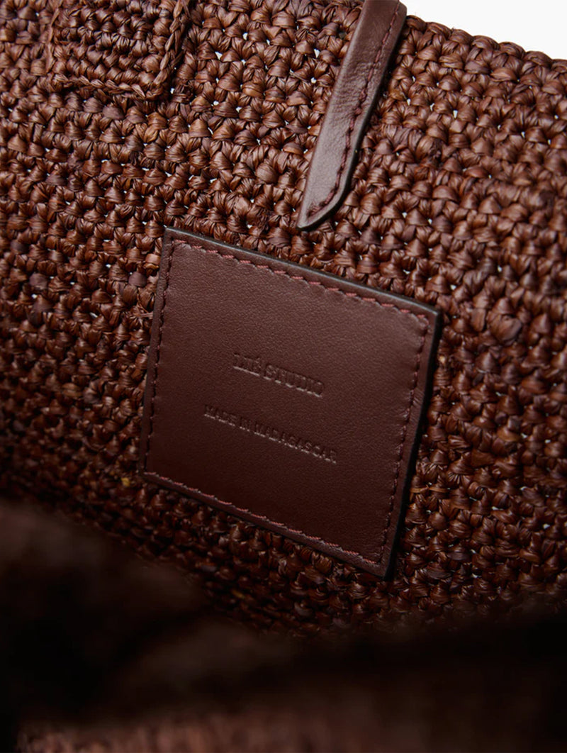 The Charlotte Raffia Bag Small in Chestnut Brown