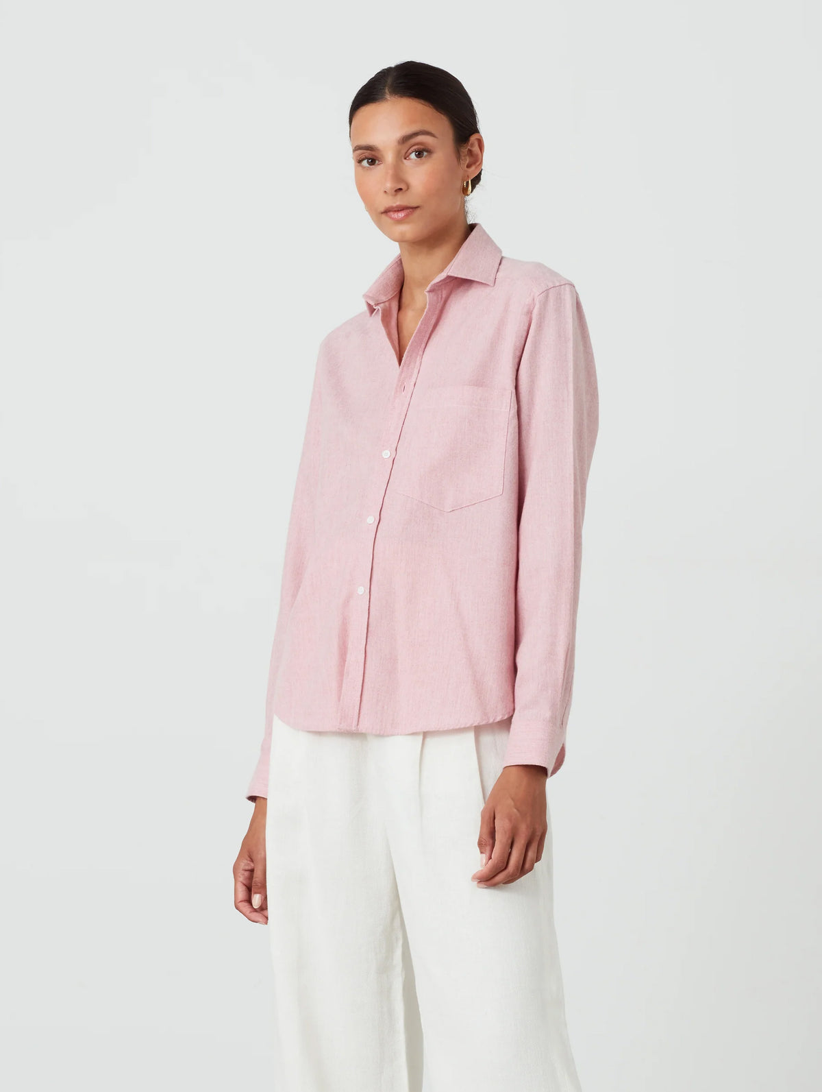 The Classic Wool Shirt in Dusty Pink