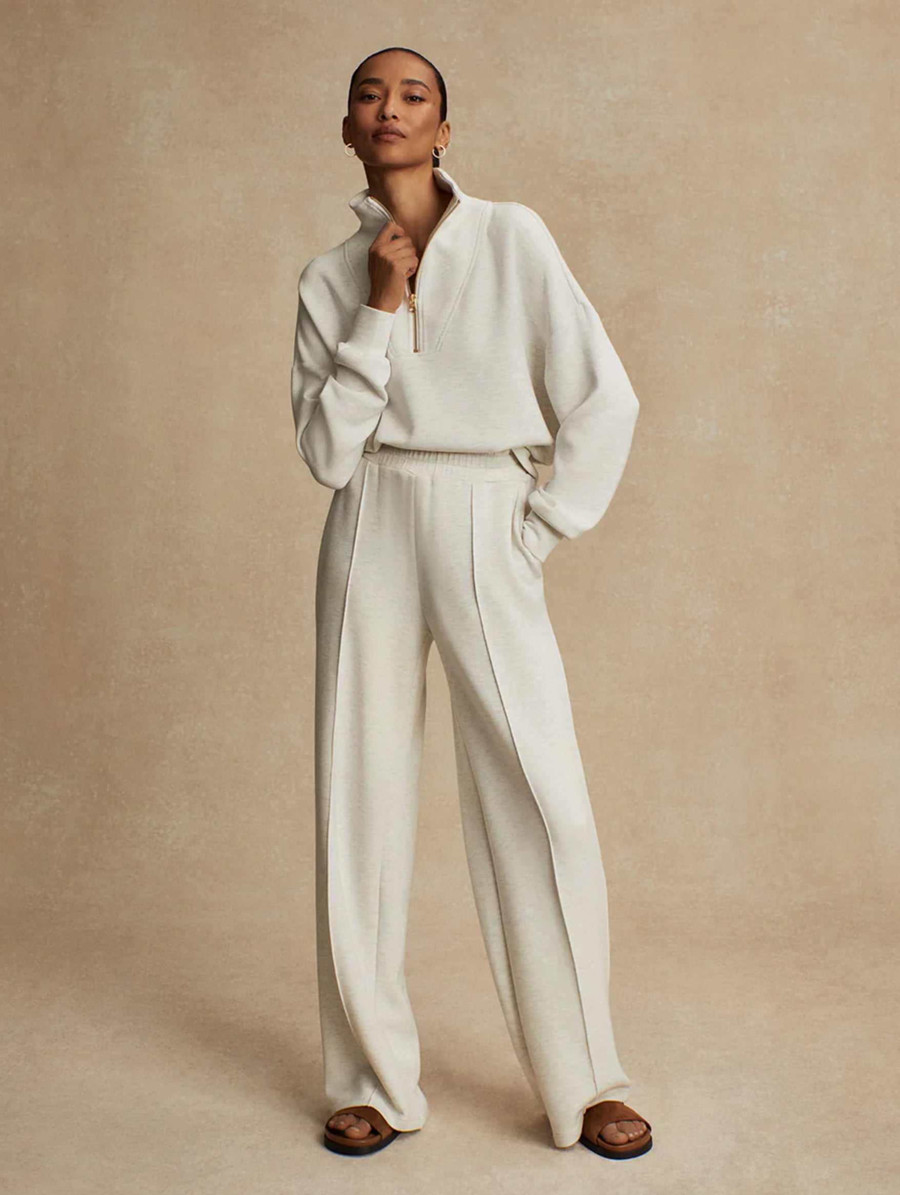 The Wide Leg Pant 30 in Ivory Marl