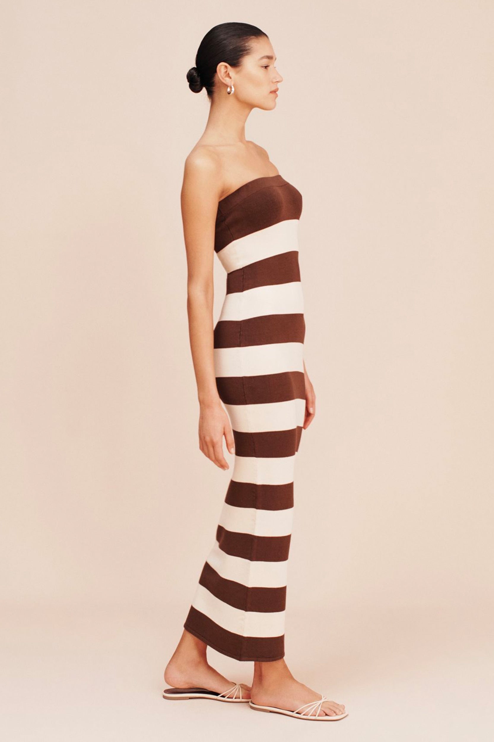 Theo Strapless Dress in Chocolate Cream