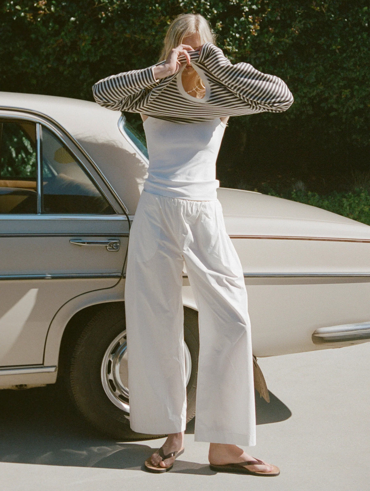Things Are Looking Up Elastic Waist Pant in White