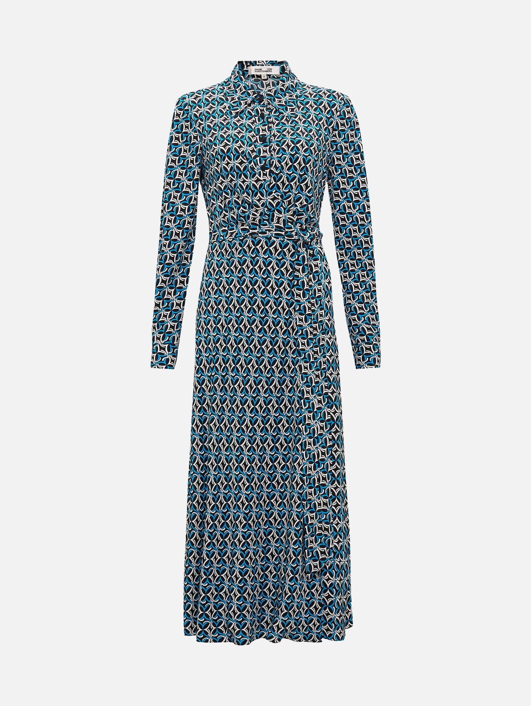 Tori Wrap Dress in Gig Tile Blue