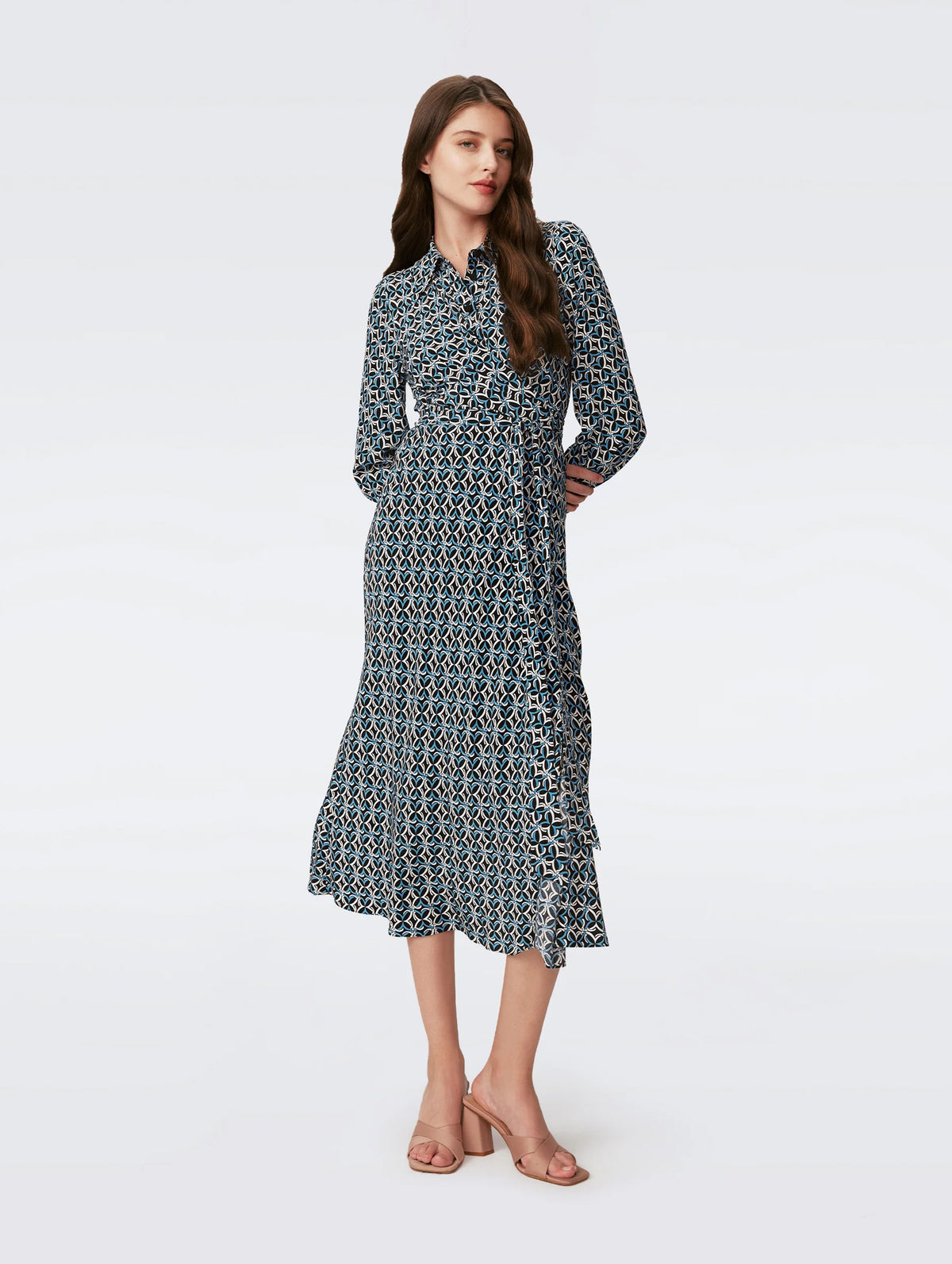 Tori Wrap Dress in Gig Tile Blue