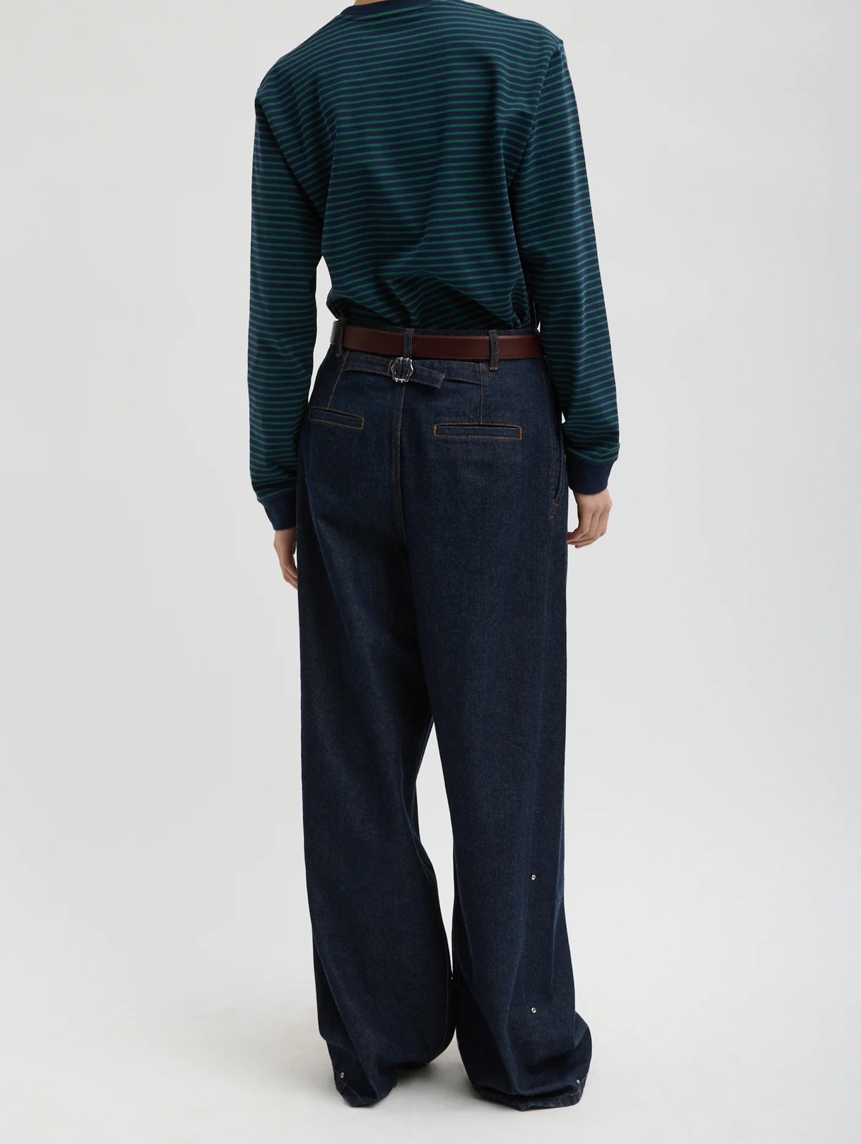 Triple Pleat Jean in Indigo