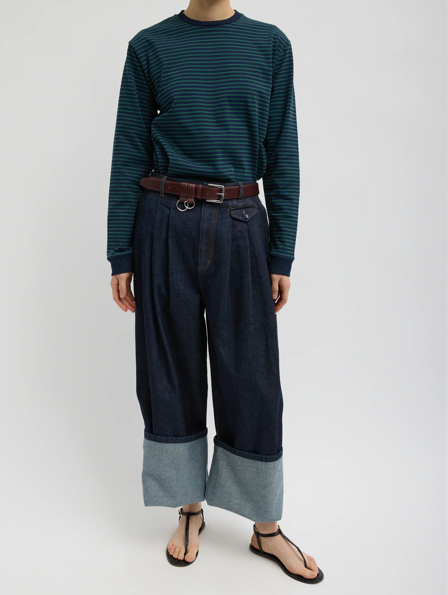 Triple Pleat Jean in Indigo