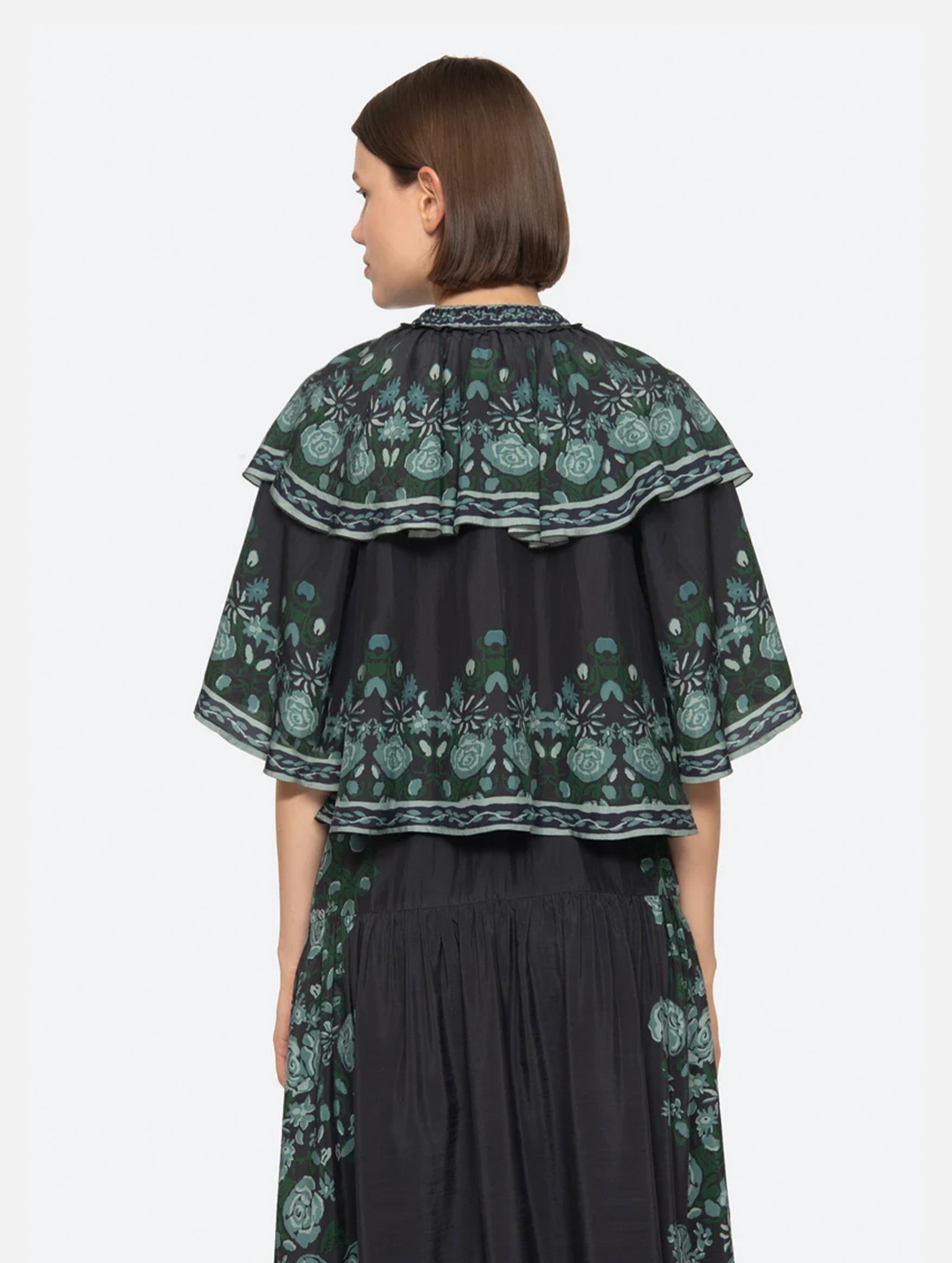 Tulla Top in Green/Black Multi