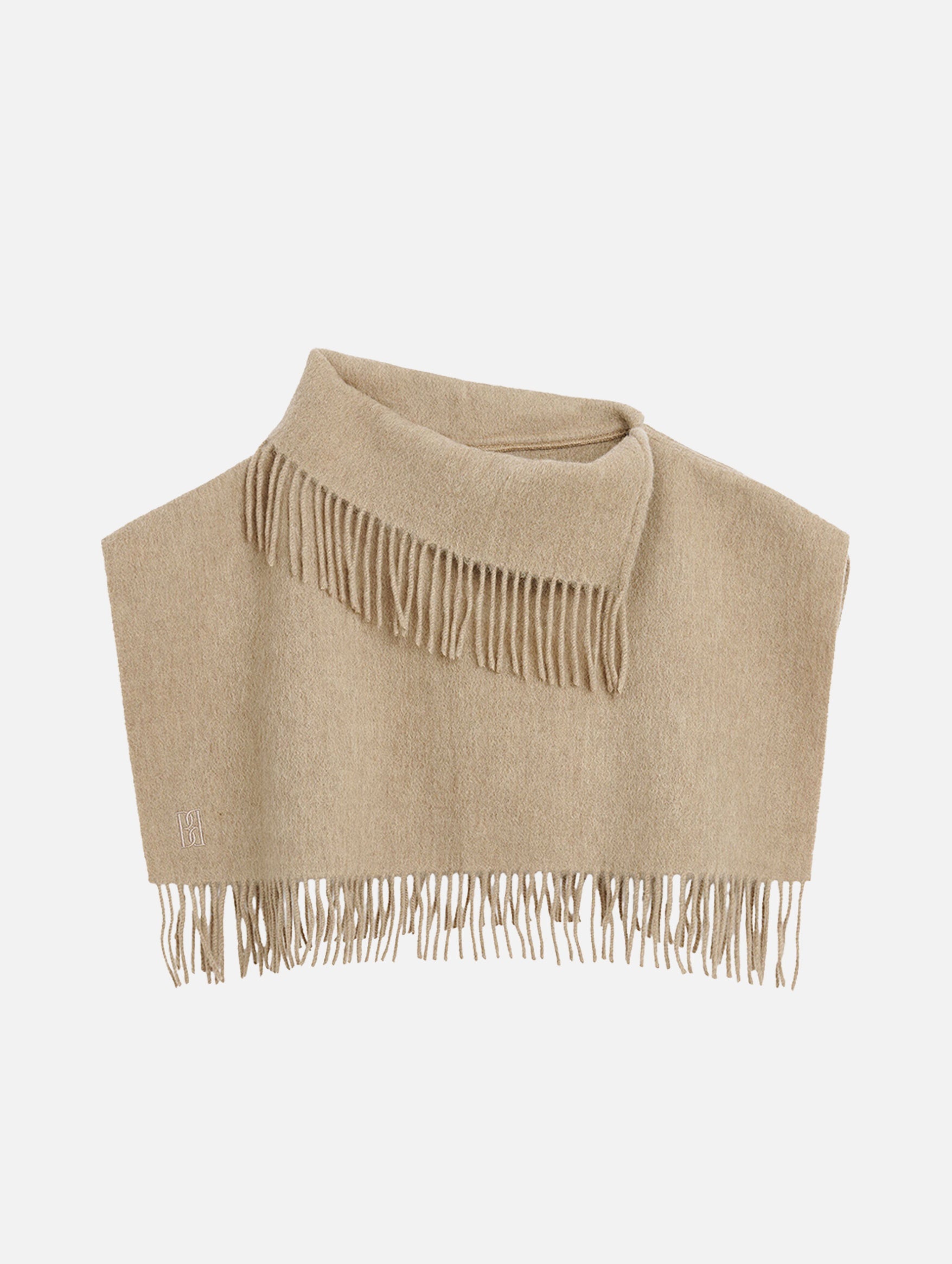Turtla Wool Fringe Bib in Grey Brown