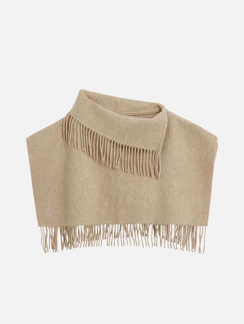 Turtla Wool Fringe Bib in Grey Brown