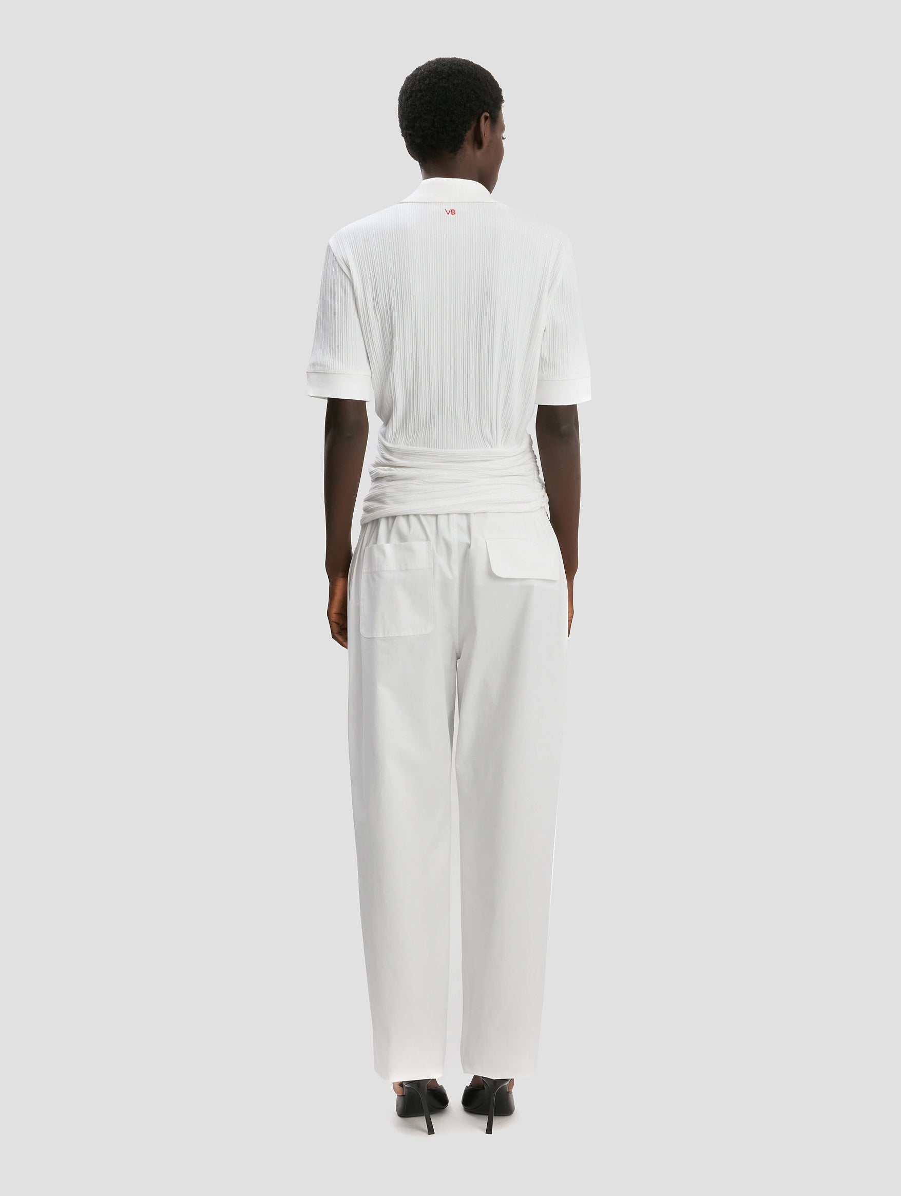 Twist Detail Polo Top in White