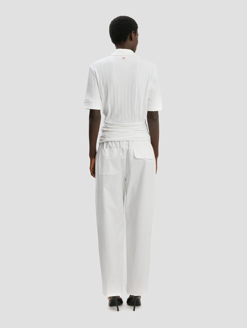 Twist Detail Polo Top in White