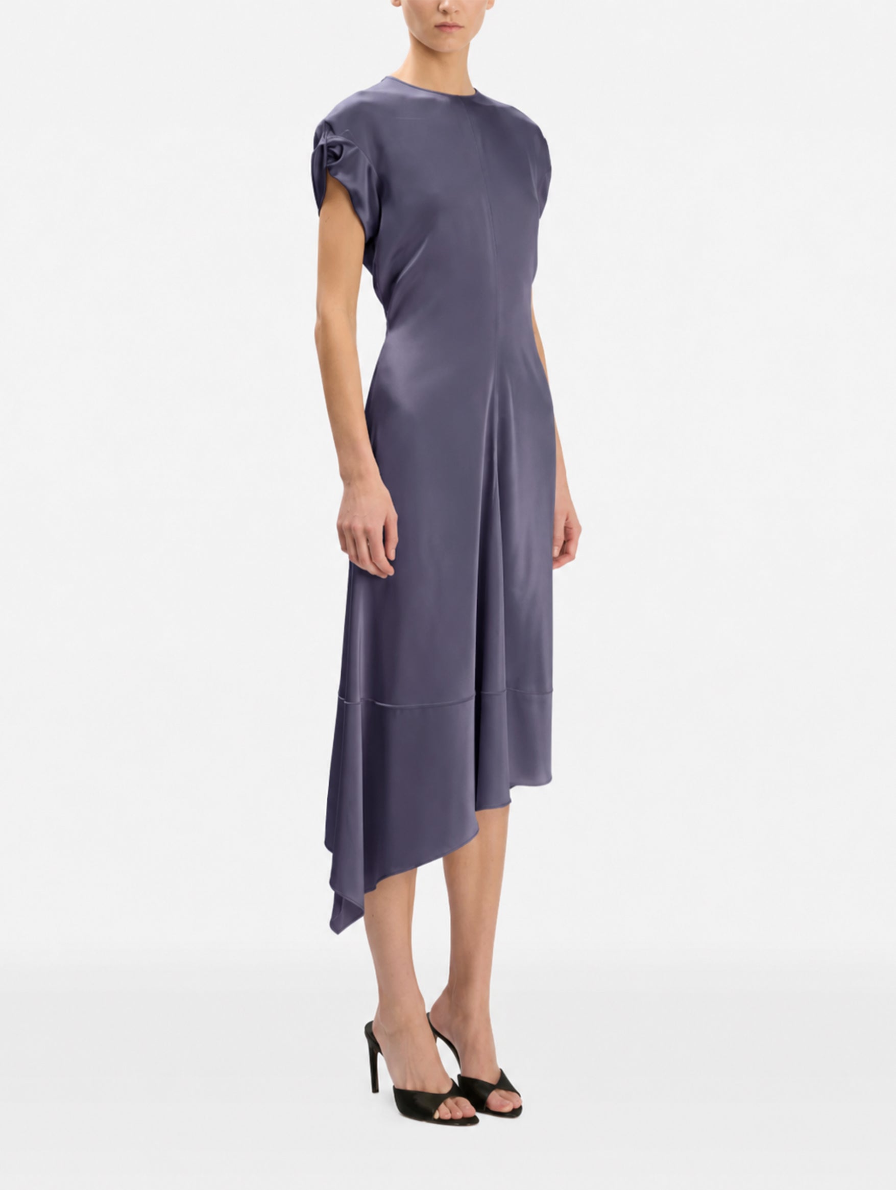 Twist Shoulder Dress in Eclipse