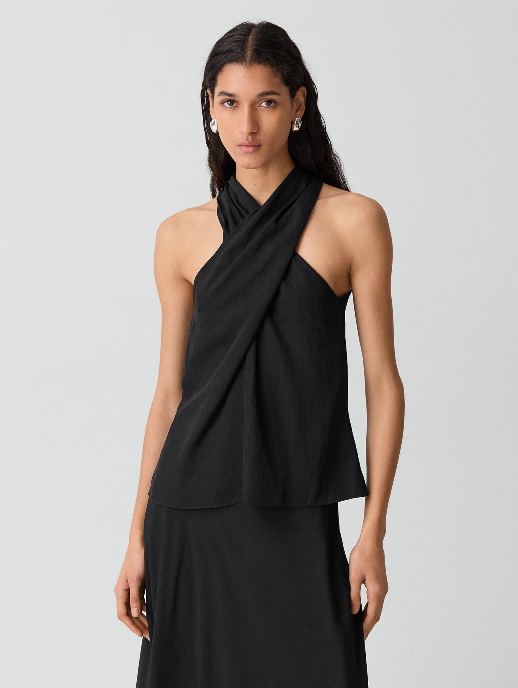 Twisted Halter Top in Black