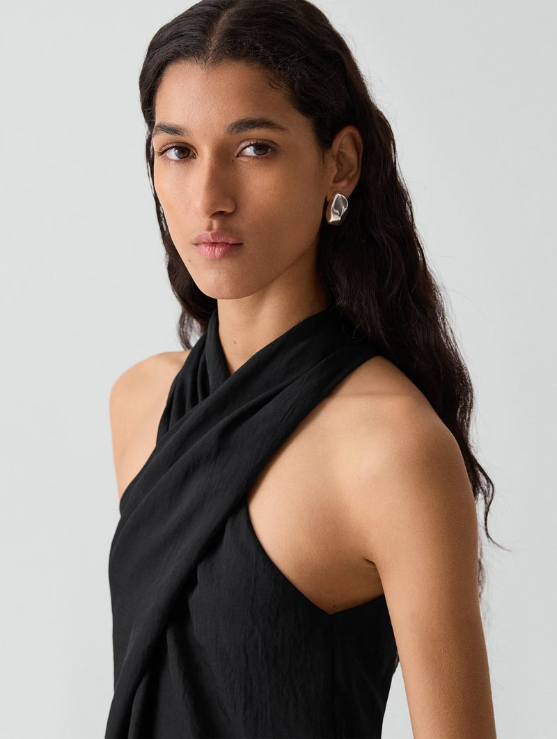 Twisted Halter Top in Black