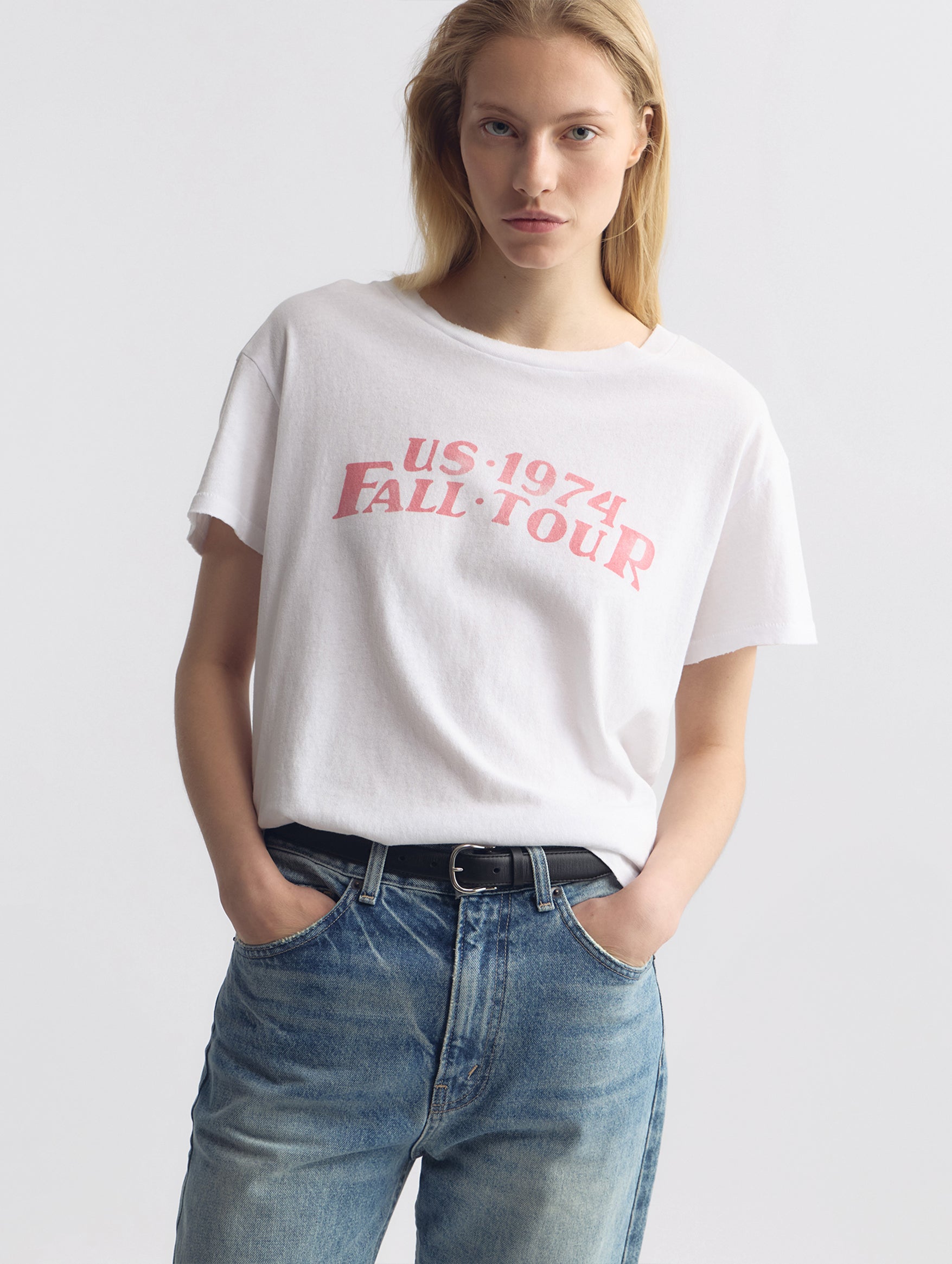 Printed Brady Tee in White Red Print