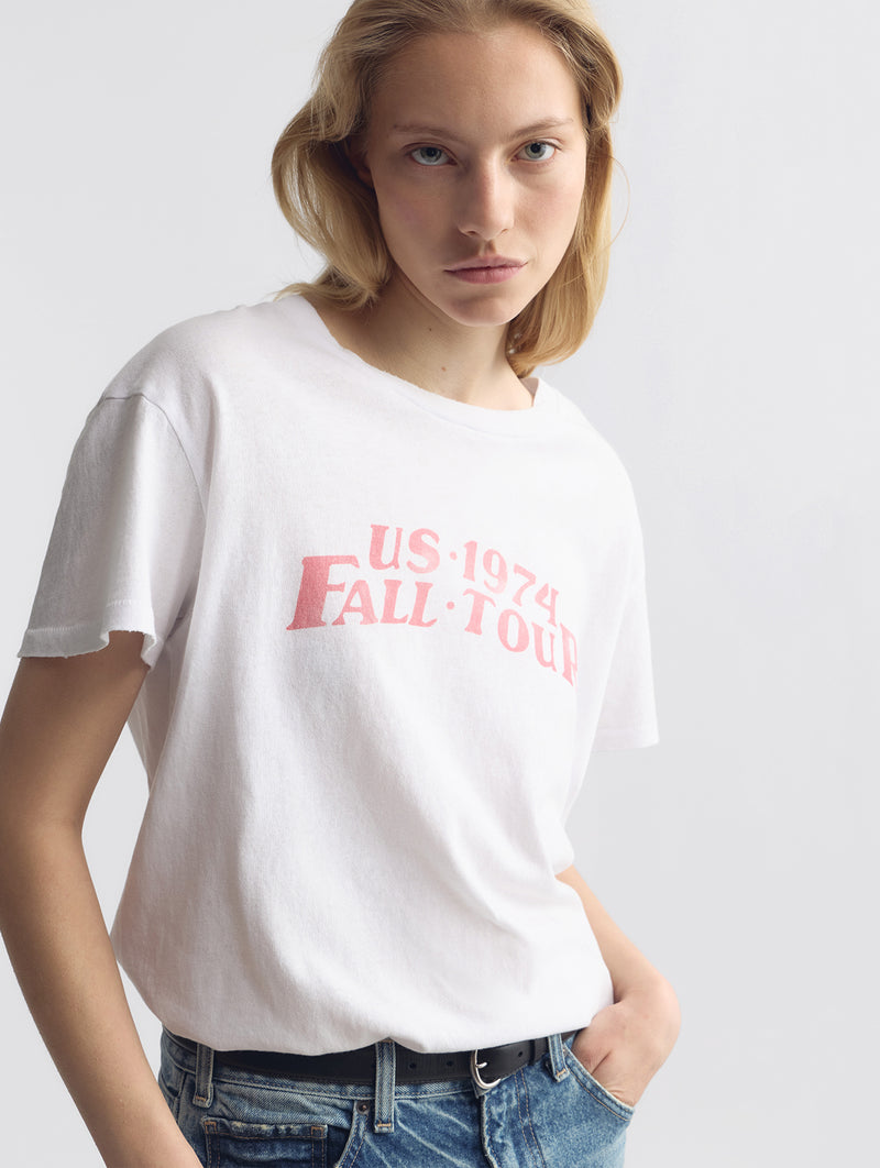 Printed Brady Tee in White Red Print