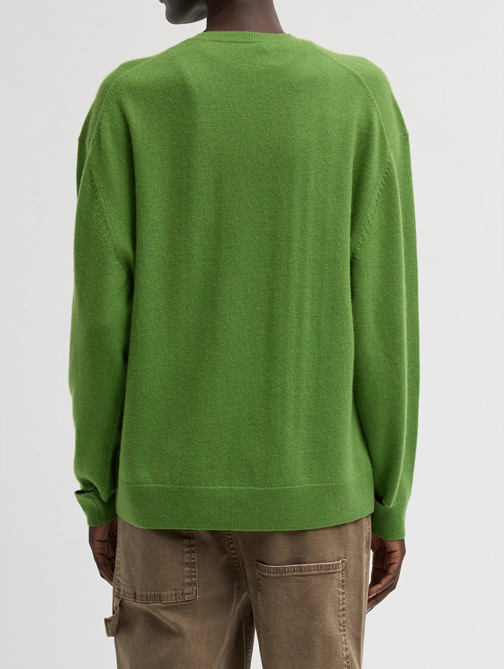 Washable Cashmere Easy V-Neck Sweater in Avocado