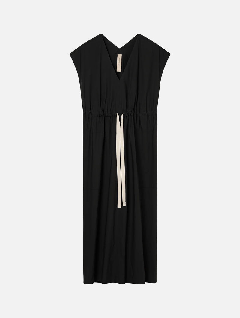 LM Poplin V Neck Dress in Black